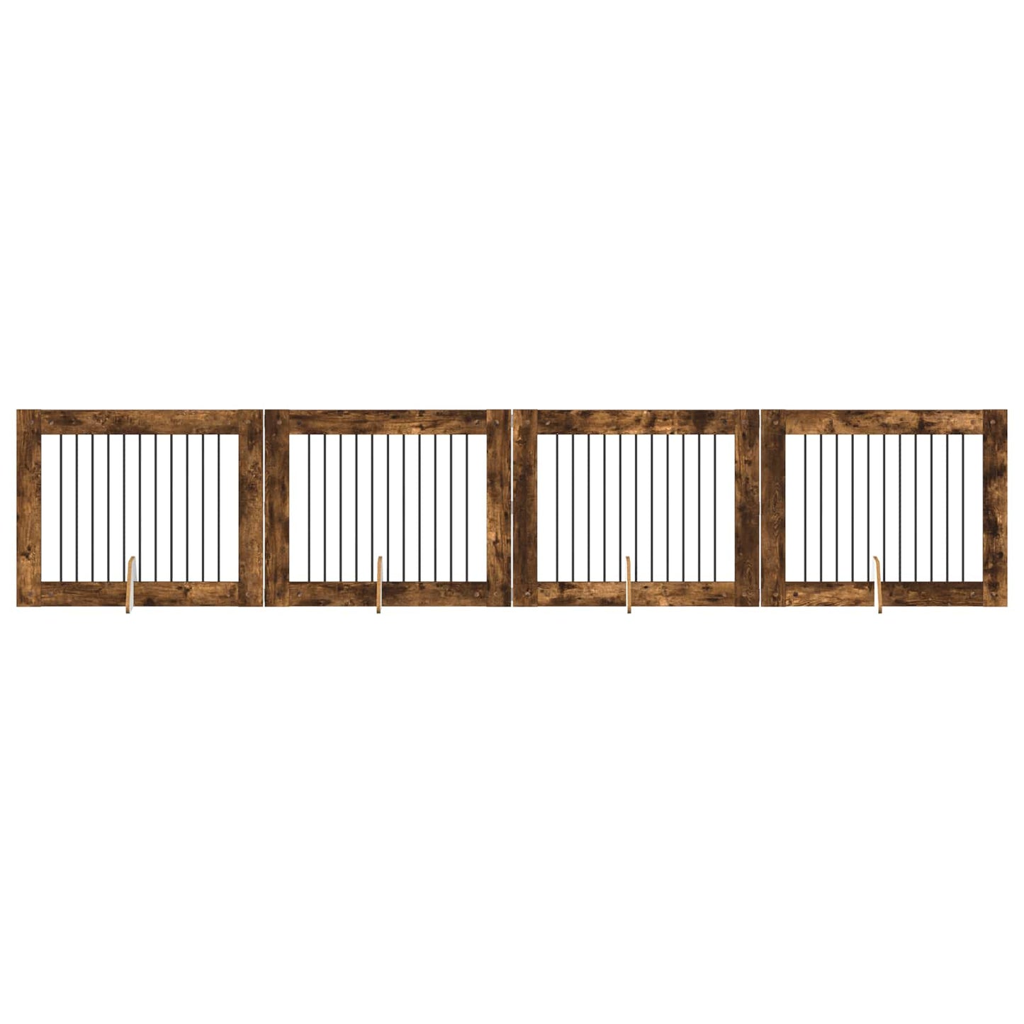 Hondenhekje met standaards 4 pcs Gerookt eiken 100 x 80 cm is nu te koop bij PeponiXL, paradijselijk wonen!