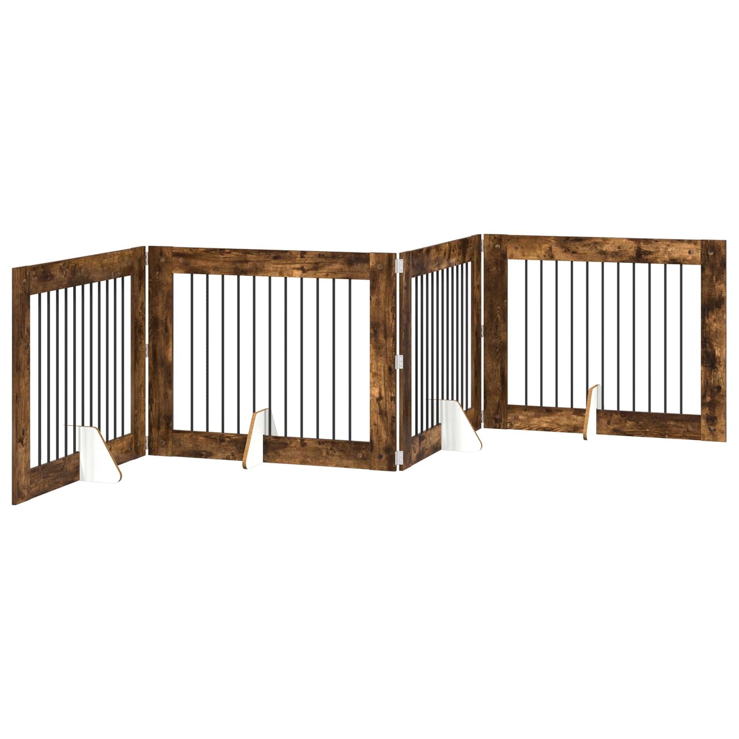 Hondenhekje met standaards 4 pcs Gerookt eiken 100 x 80 cm is nu te koop bij PeponiXL, paradijselijk wonen!