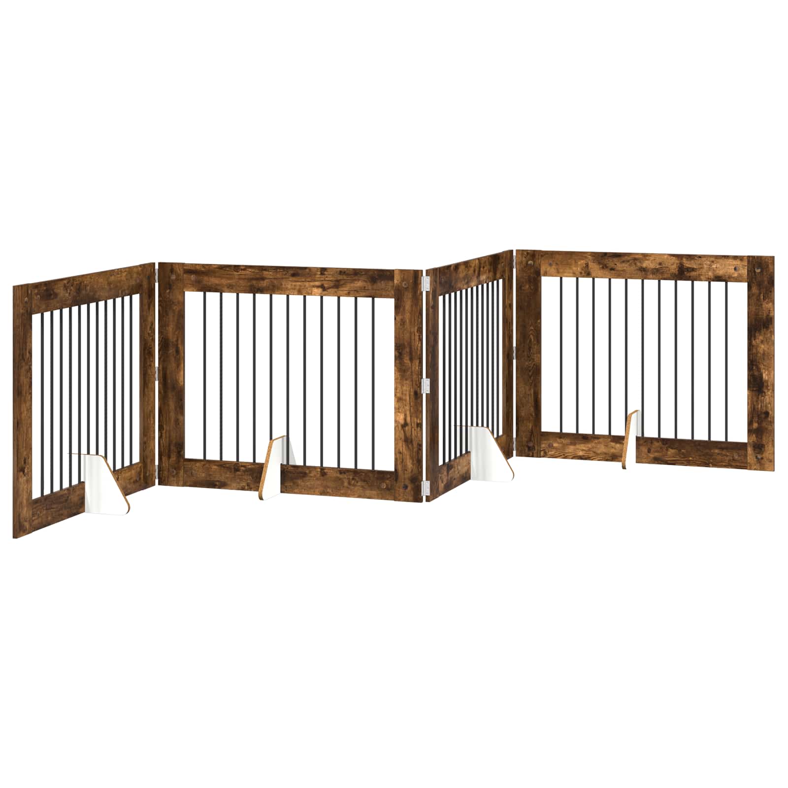 Hondenhekje met standaards 4 pcs Gerookt eiken 100 x 80 cm is nu te koop bij PeponiXL, paradijselijk wonen!