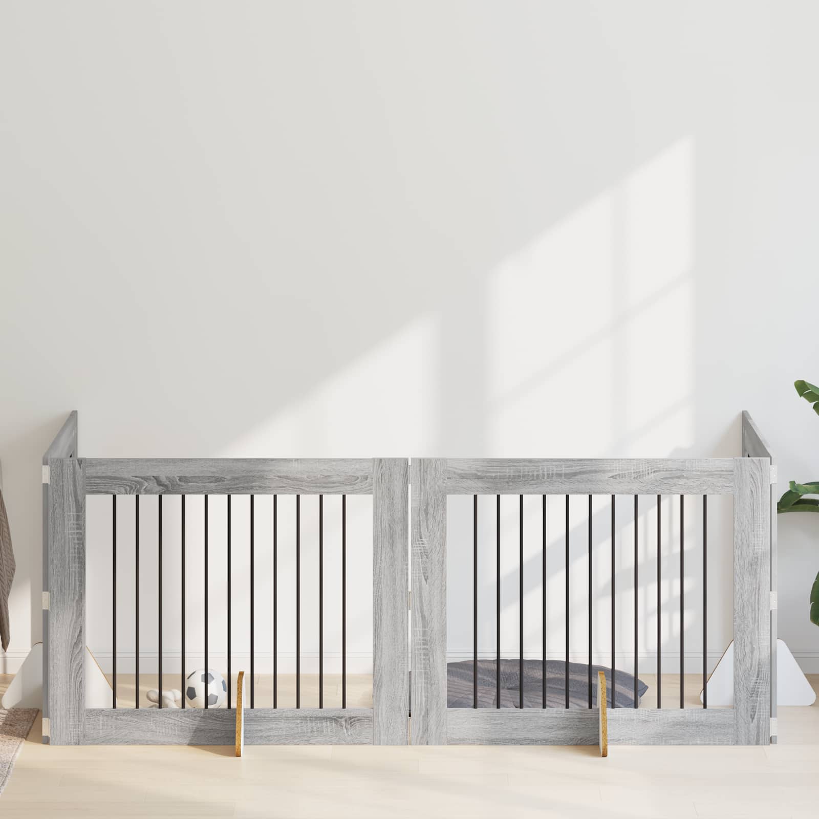 Hondenhekje met standaards 4 pcs Grijs sonoma 100 x 80 cm is nu te koop bij PeponiXL, paradijselijk wonen!