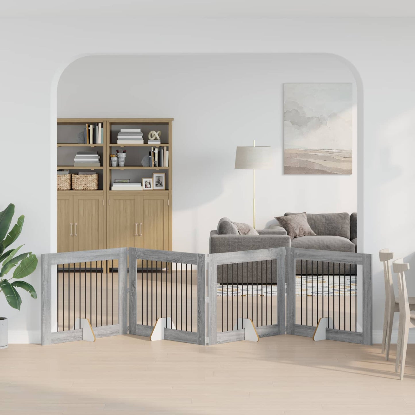 Hondenhekje met standaards 4 pcs Grijs sonoma 100 x 80 cm is nu te koop bij PeponiXL, paradijselijk wonen!