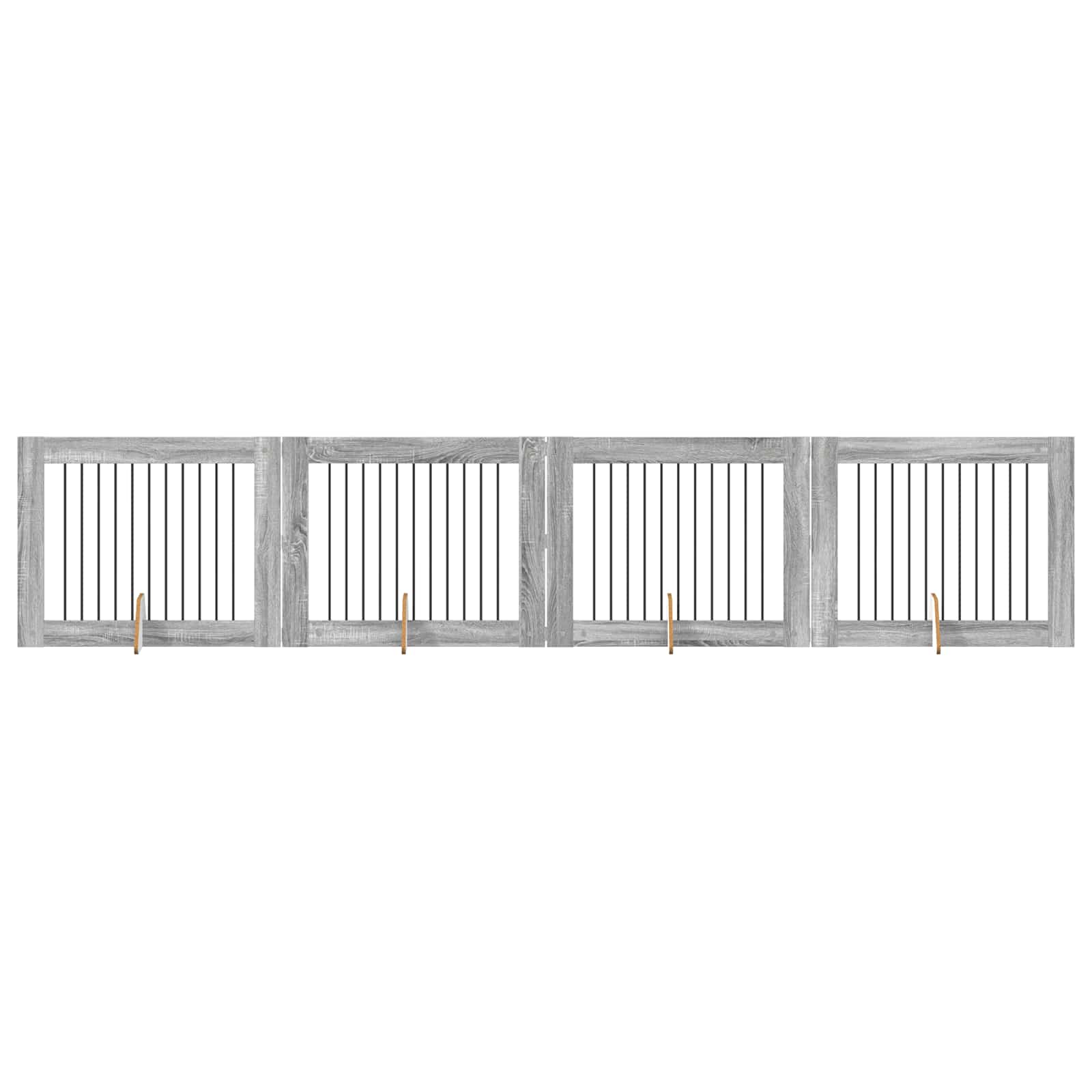 Hondenhekje met standaards 4 pcs Grijs sonoma 100 x 80 cm is nu te koop bij PeponiXL, paradijselijk wonen!
