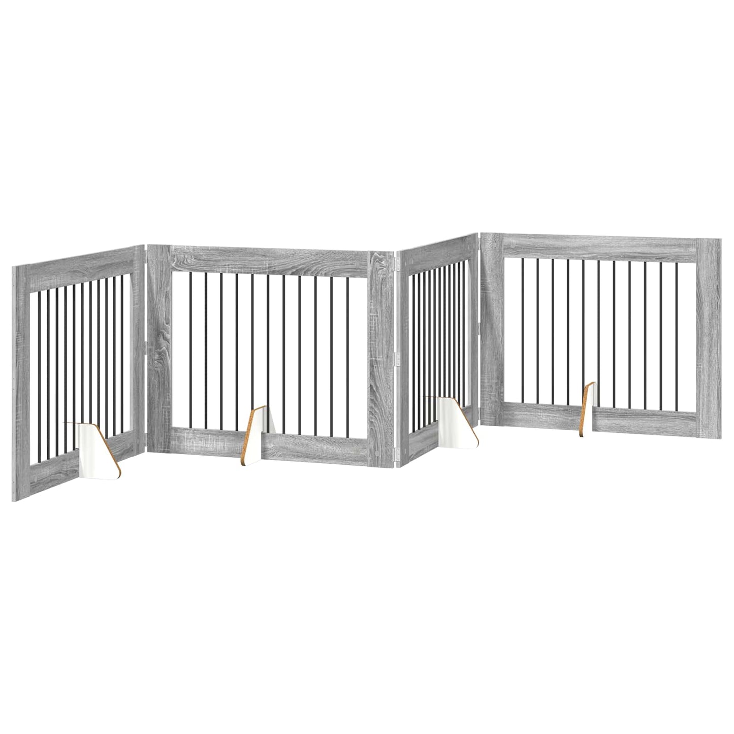 Hondenhekje met standaards 4 pcs Grijs sonoma 100 x 80 cm is nu te koop bij PeponiXL, paradijselijk wonen!