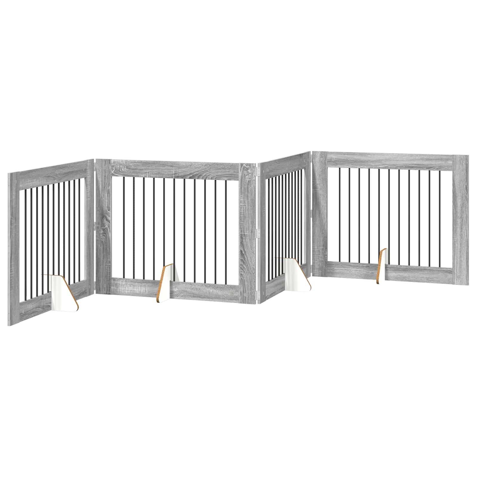 Hondenhekje met standaards 4 pcs Grijs sonoma 100 x 80 cm is nu te koop bij PeponiXL, paradijselijk wonen!