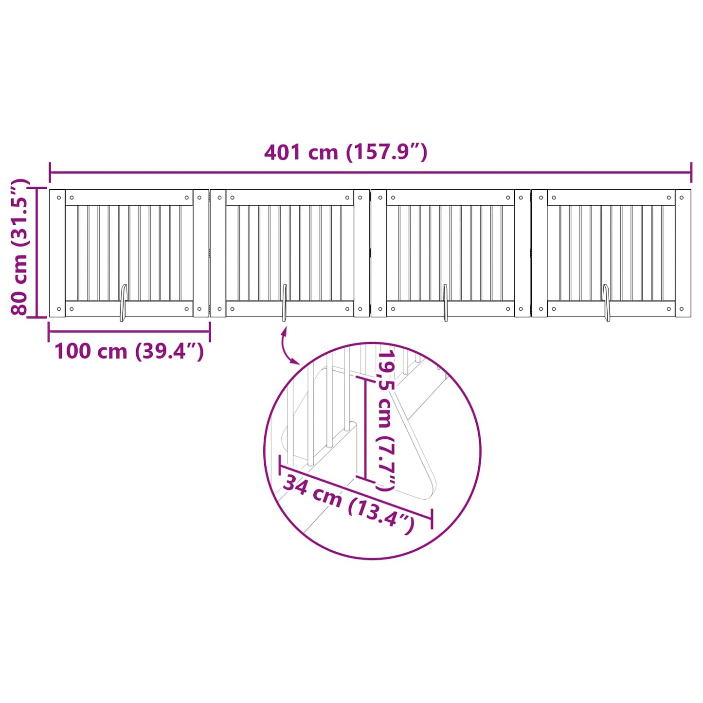 Hondenhekje met standaards 4 pcs Grijs sonoma 100 x 80 cm is nu te koop bij PeponiXL, paradijselijk wonen!
