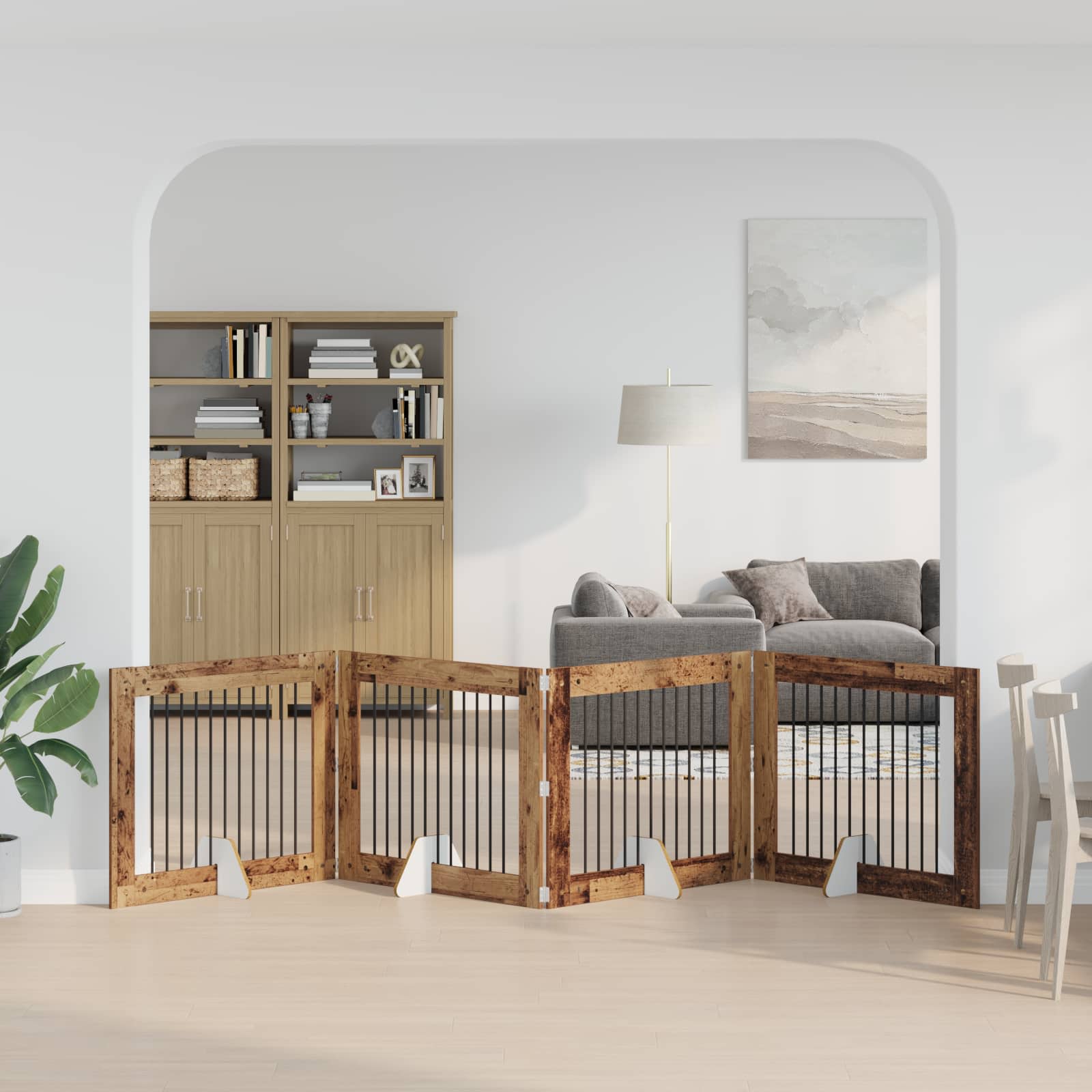 Hondenhekje met standaards 4 pcs Oud hout 100 x 80 cm is nu te koop bij PeponiXL, paradijselijk wonen!