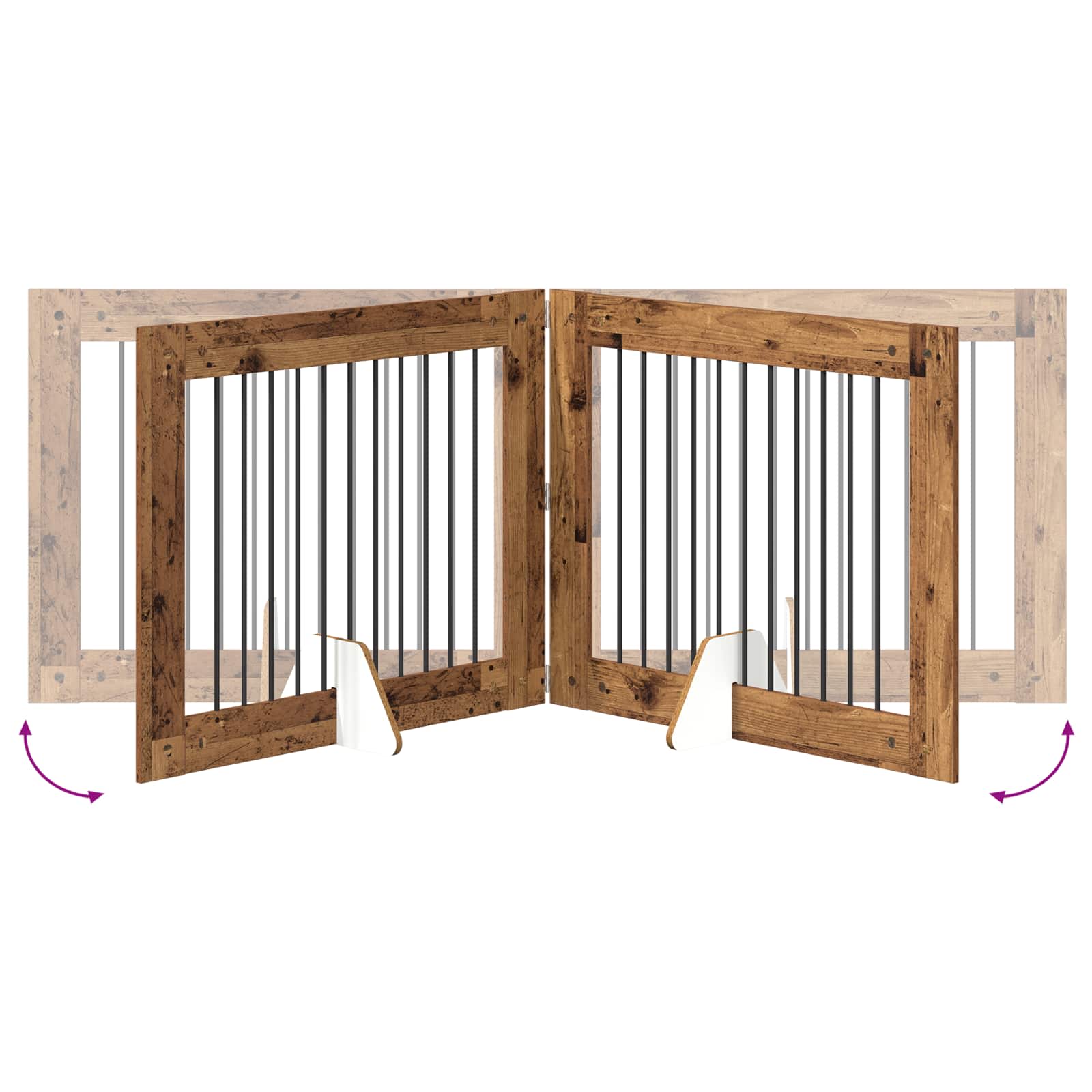 Hondenhekje met standaards 4 pcs Oud hout 100 x 80 cm is nu te koop bij PeponiXL, paradijselijk wonen!