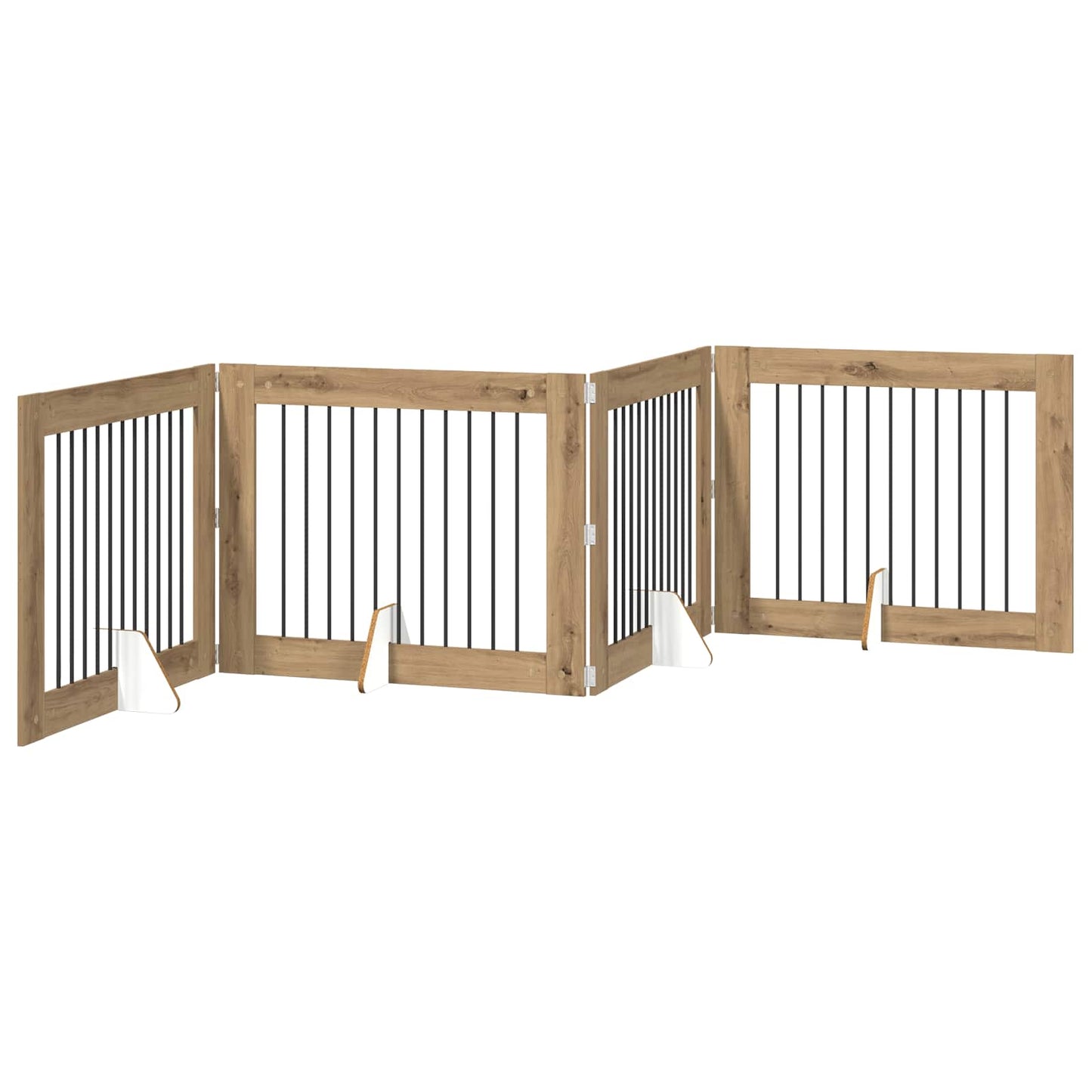 Opvouwbaar hondenhek met standaards 4 pcs Artisanaal eiken is nu te koop bij PeponiXL, paradijselijk wonen!