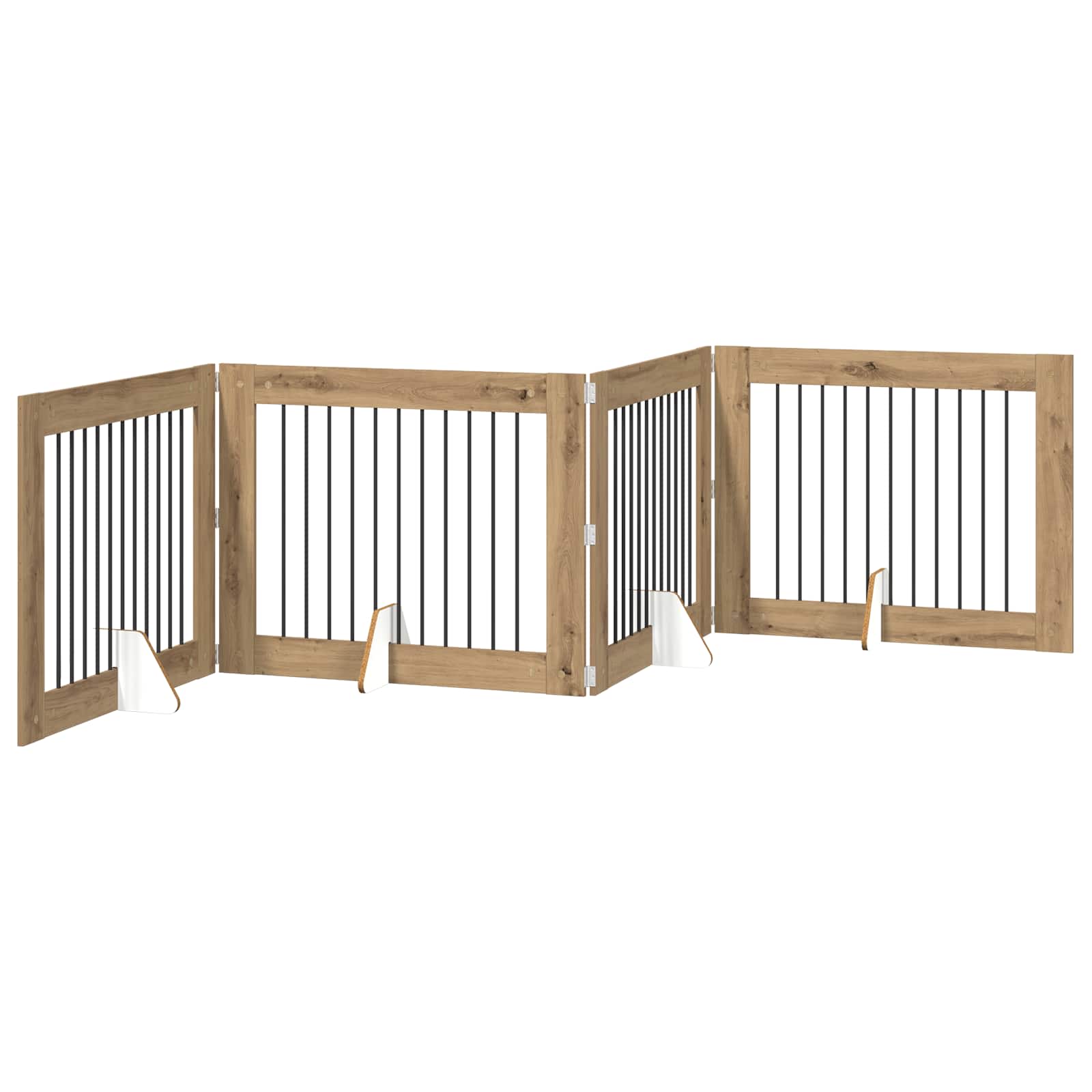 Opvouwbaar hondenhek met standaards 4 pcs Artisanaal eiken is nu te koop bij PeponiXL, paradijselijk wonen!