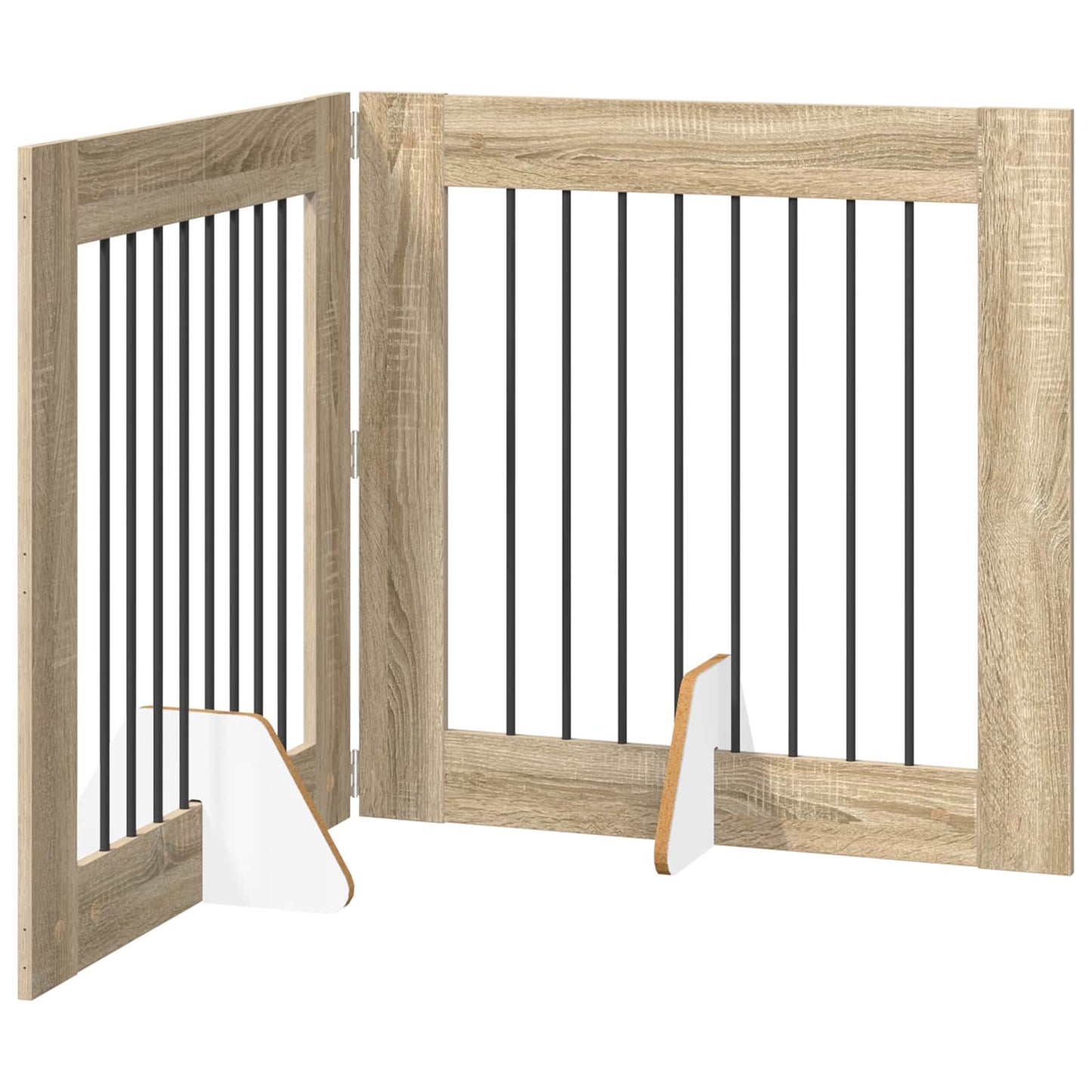 Opvouwbaar hondenhek met standaards 2 pcs Sonoma Eiken 160,5 cm is nu te koop bij PeponiXL, paradijselijk wonen!
