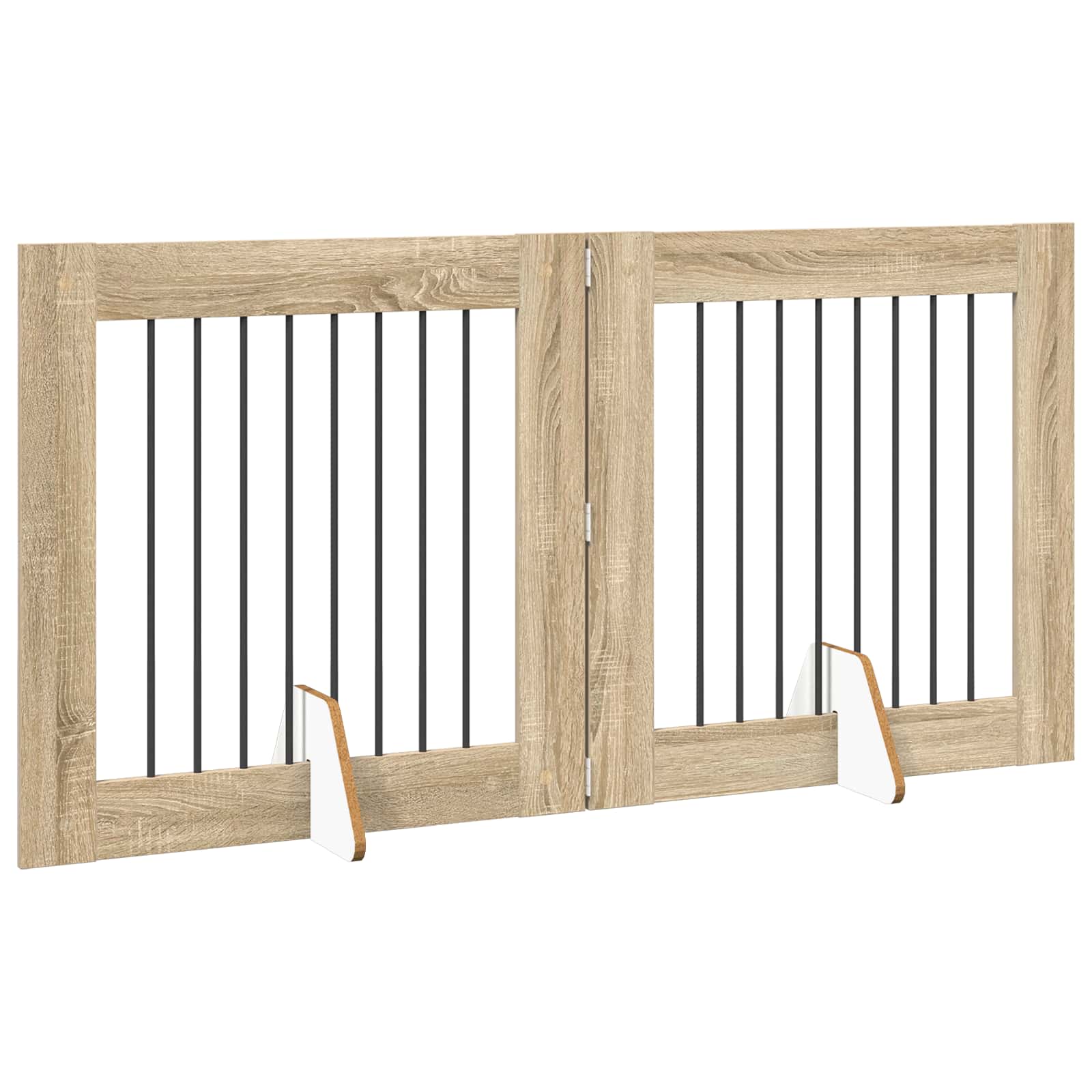 Opvouwbaar hondenhek met standaards 2 pcs Sonoma Eiken 160,5 cm is nu te koop bij PeponiXL, paradijselijk wonen!