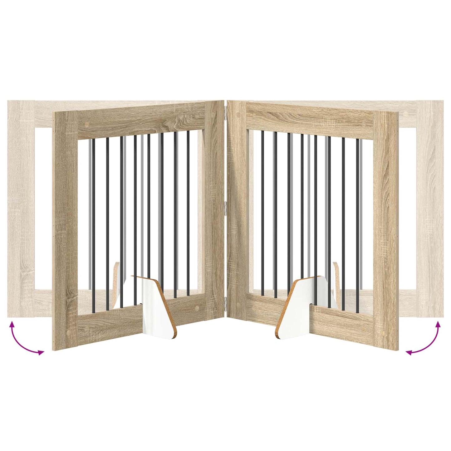 Opvouwbaar hondenhek met standaards 2 pcs Sonoma Eiken 160,5 cm is nu te koop bij PeponiXL, paradijselijk wonen!