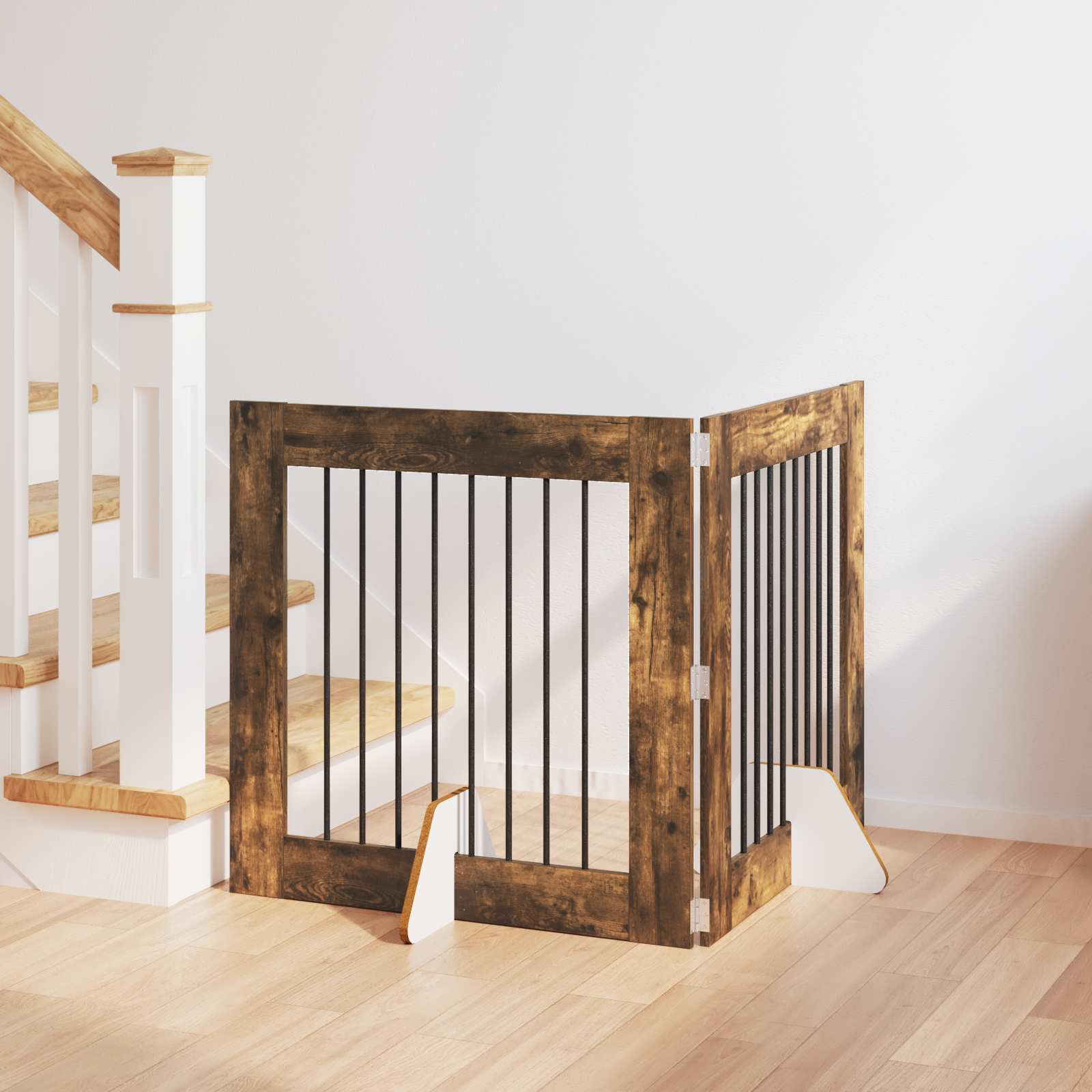 Hondenhekje met standaards 2 pcs Gerookt eiken 80 x 80 cm is nu te koop bij PeponiXL, paradijselijk wonen!