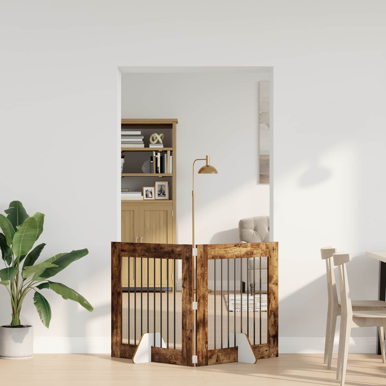 Hondenhekje met standaards 2 pcs Gerookt eiken 80 x 80 cm is nu te koop bij PeponiXL, paradijselijk wonen!