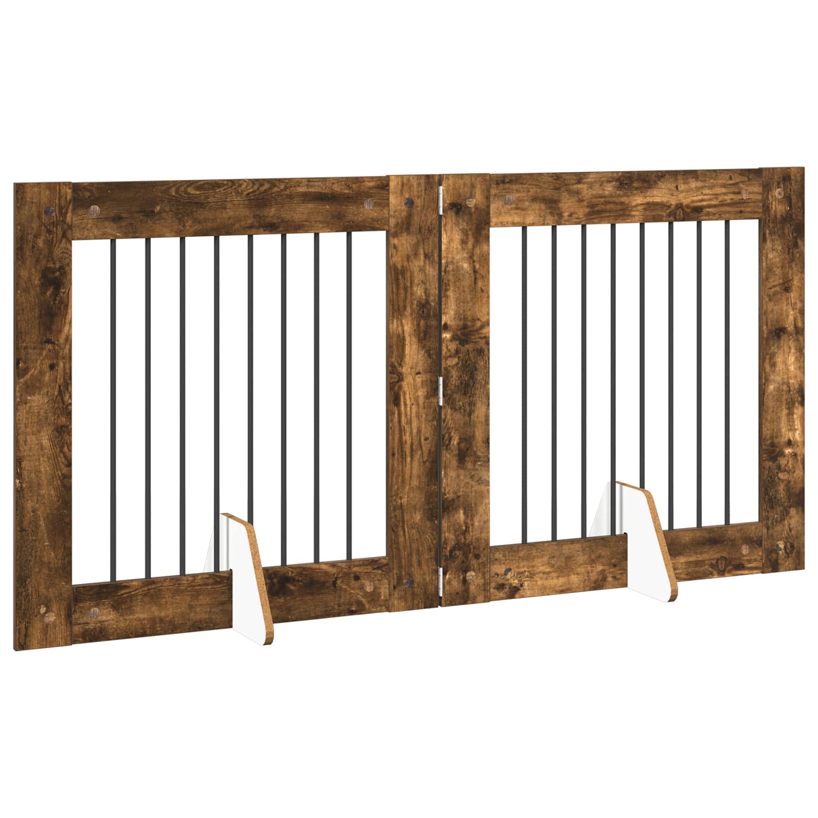Hondenhekje met standaards 2 pcs Gerookt eiken 80 x 80 cm is nu te koop bij PeponiXL, paradijselijk wonen!