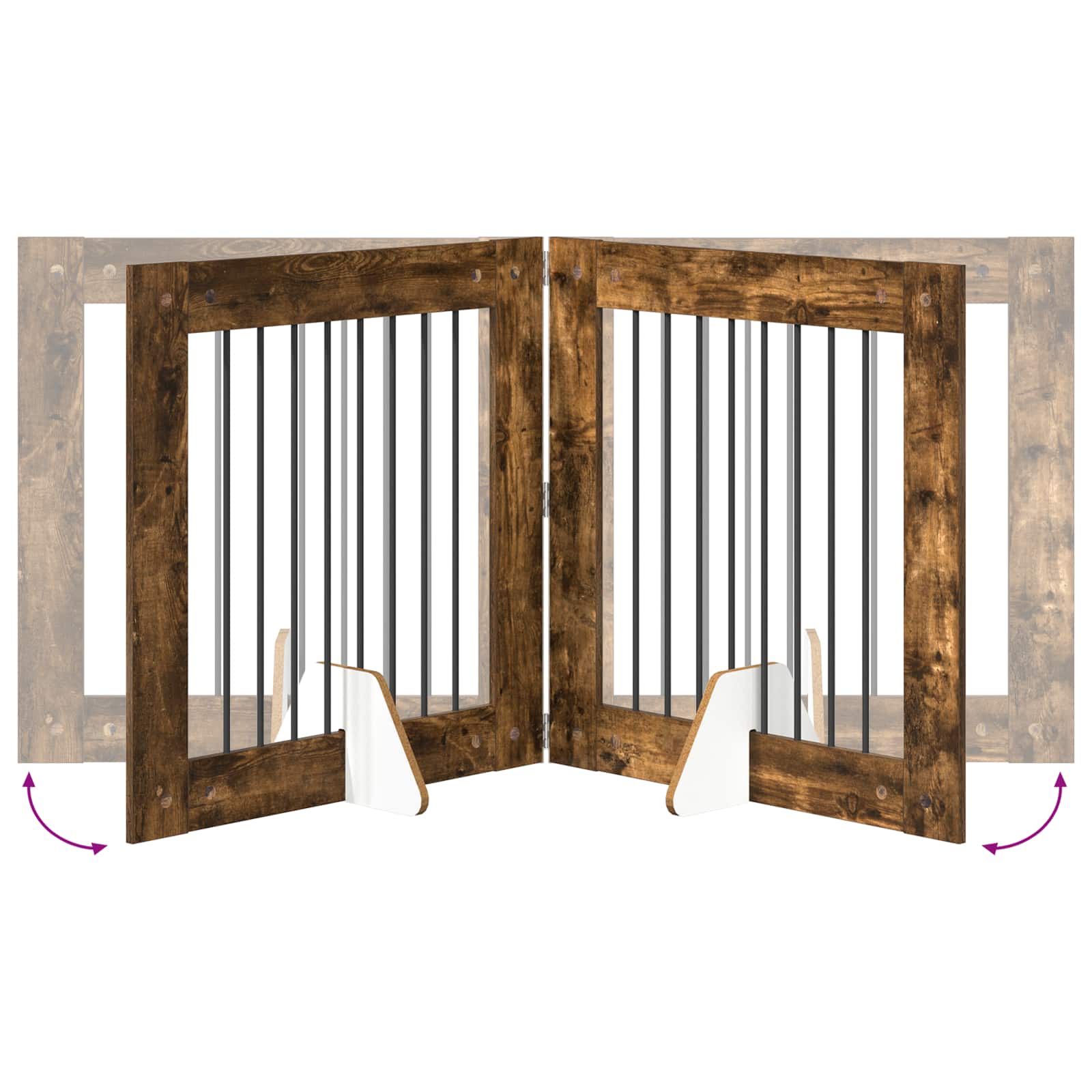 Hondenhekje met standaards 2 pcs Gerookt eiken 80 x 80 cm is nu te koop bij PeponiXL, paradijselijk wonen!