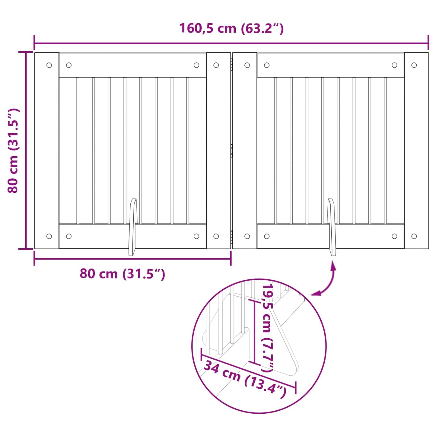 Hondenhekje met standaards 2 pcs Gerookt eiken 80 x 80 cm is nu te koop bij PeponiXL, paradijselijk wonen!