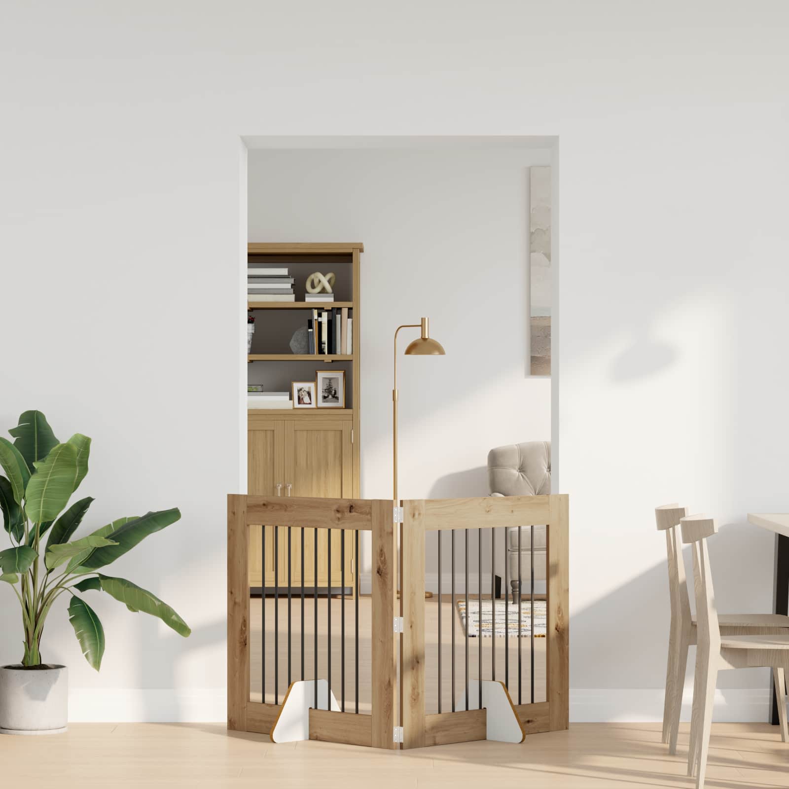 Opvouwbaar hondenhek met standaards 2 pcs Artisanaal eiken is nu te koop bij PeponiXL, paradijselijk wonen!