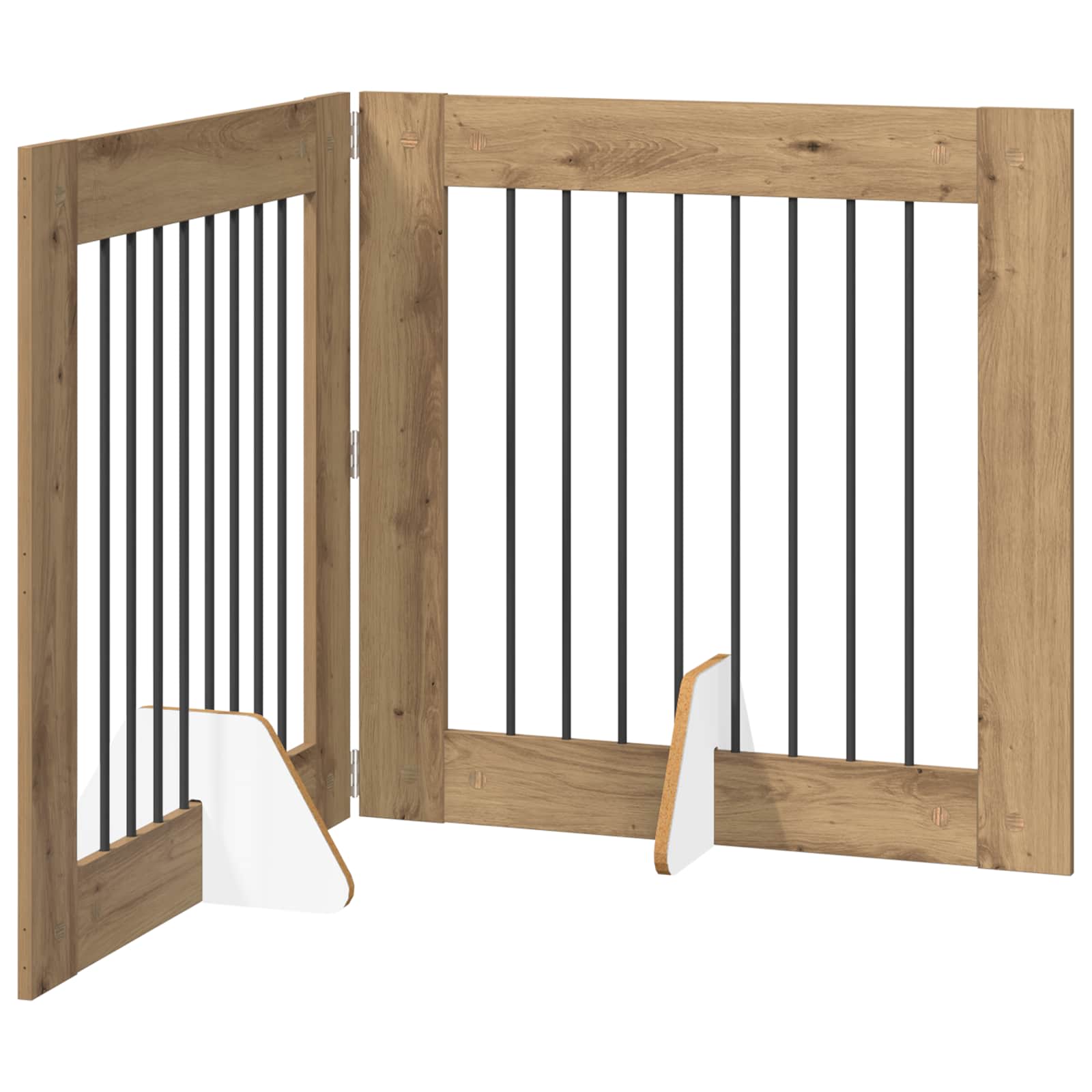Opvouwbaar hondenhek met standaards 2 pcs Artisanaal eiken is nu te koop bij PeponiXL, paradijselijk wonen!