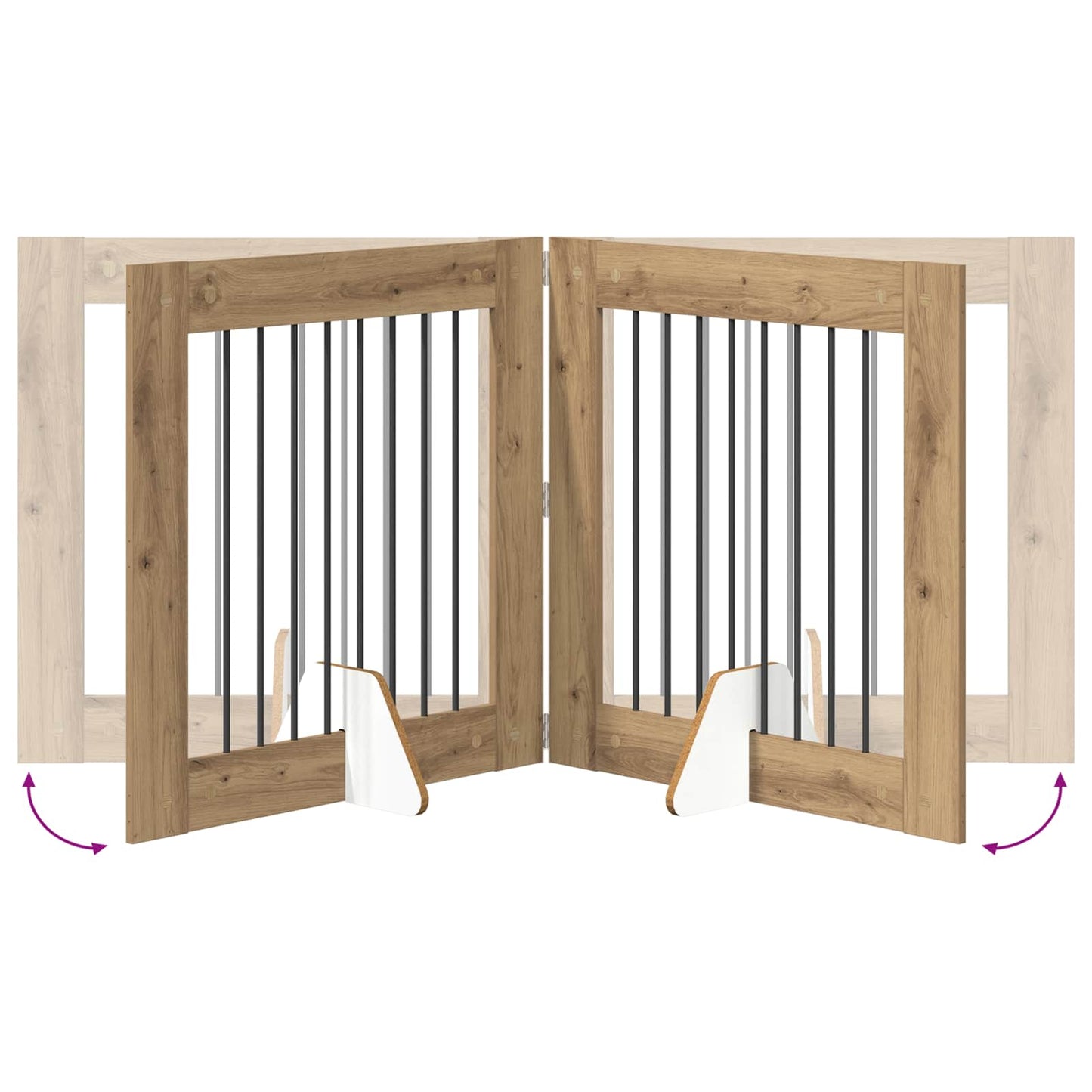 Opvouwbaar hondenhek met standaards 2 pcs Artisanaal eiken is nu te koop bij PeponiXL, paradijselijk wonen!