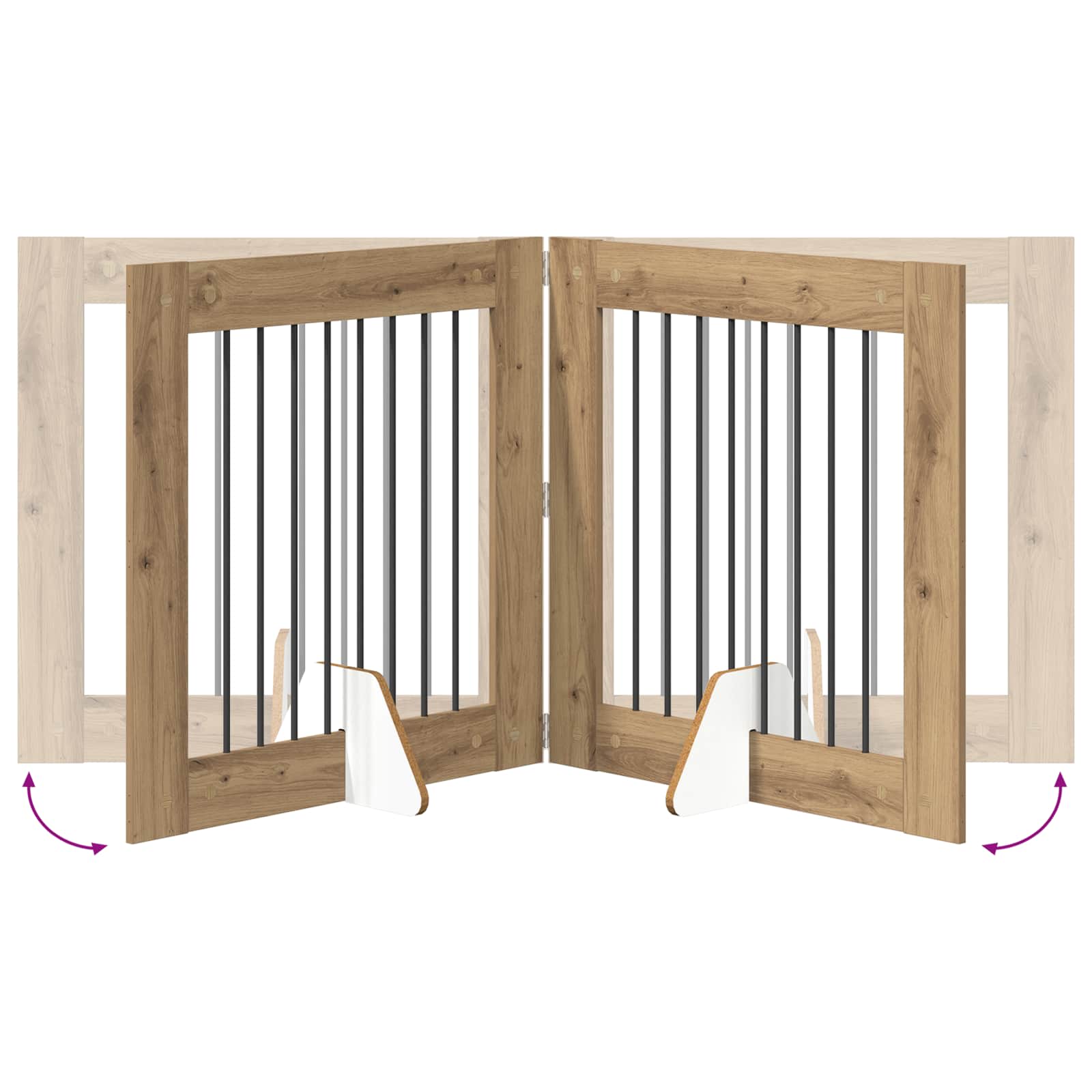Opvouwbaar hondenhek met standaards 2 pcs Artisanaal eiken is nu te koop bij PeponiXL, paradijselijk wonen!