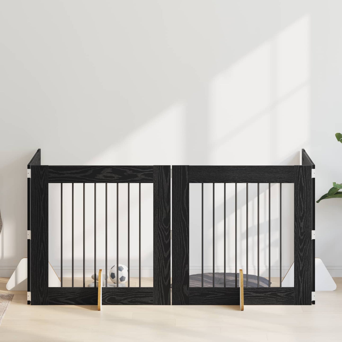 Hondenhekje met standaards 4 pcs Zwart eiken 80 x 80 cm is nu te koop bij PeponiXL, paradijselijk wonen!