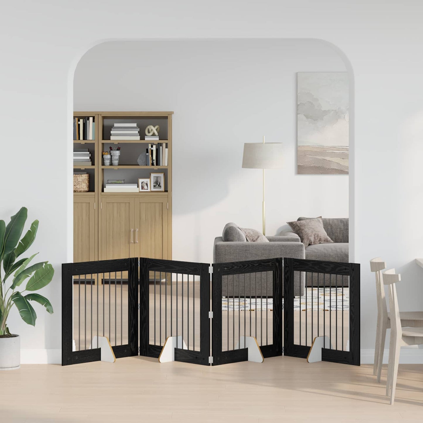 Hondenhekje met standaards 4 pcs Zwart eiken 80 x 80 cm is nu te koop bij PeponiXL, paradijselijk wonen!