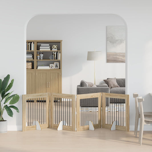 Opvouwbaar hondenhek met standaards 4 pcs Sonoma Eiken 321 cm is nu te koop bij PeponiXL, paradijselijk wonen!