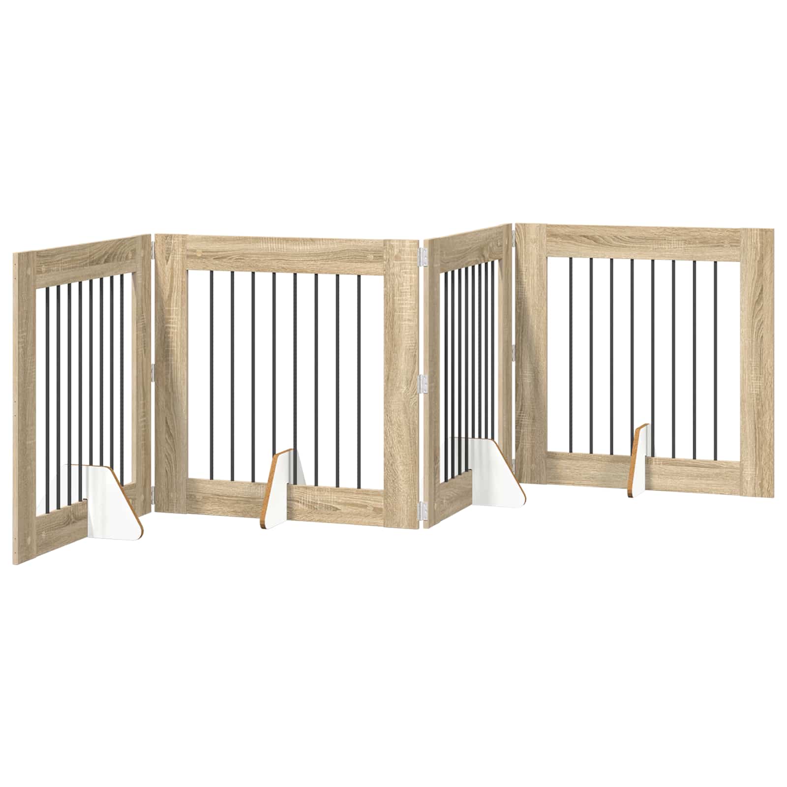 Opvouwbaar hondenhek met standaards 4 pcs Sonoma Eiken 321 cm is nu te koop bij PeponiXL, paradijselijk wonen!