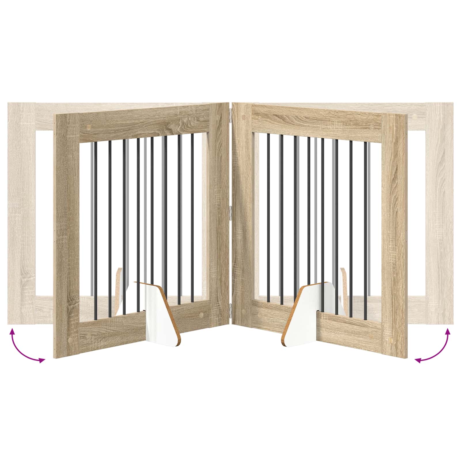 Opvouwbaar hondenhek met standaards 4 pcs Sonoma Eiken 321 cm is nu te koop bij PeponiXL, paradijselijk wonen!