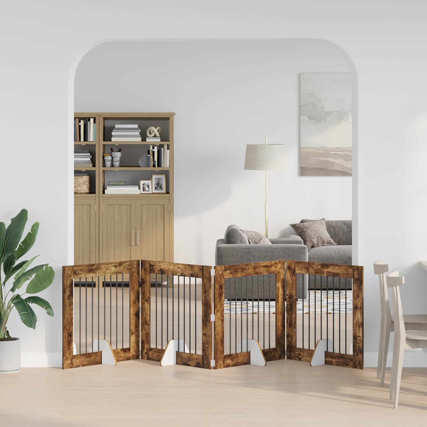 Hondenhekje met standaards 4 pcs Gerookt eiken 80 x 80 cm is nu te koop bij PeponiXL, paradijselijk wonen!