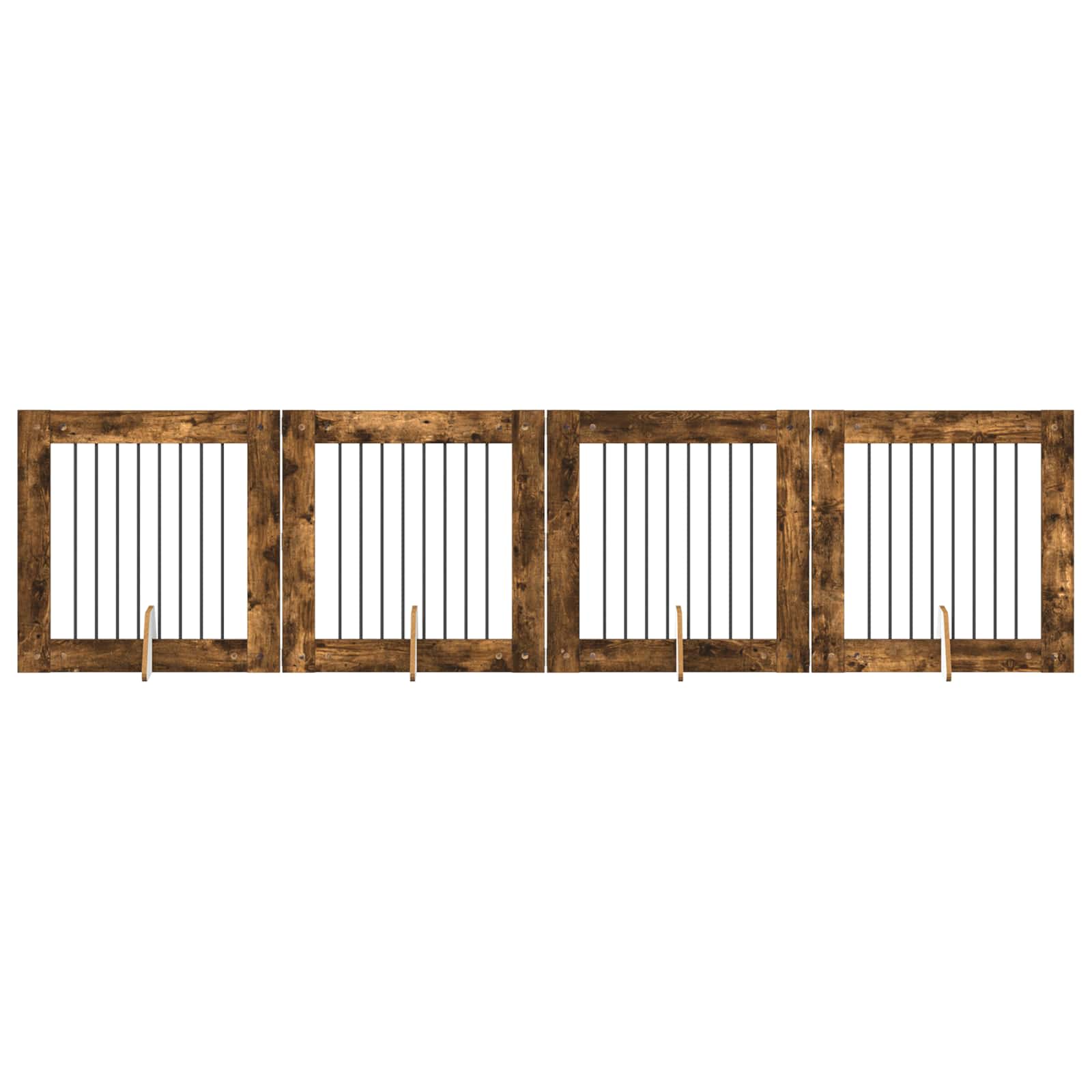 Hondenhekje met standaards 4 pcs Gerookt eiken 80 x 80 cm is nu te koop bij PeponiXL, paradijselijk wonen!