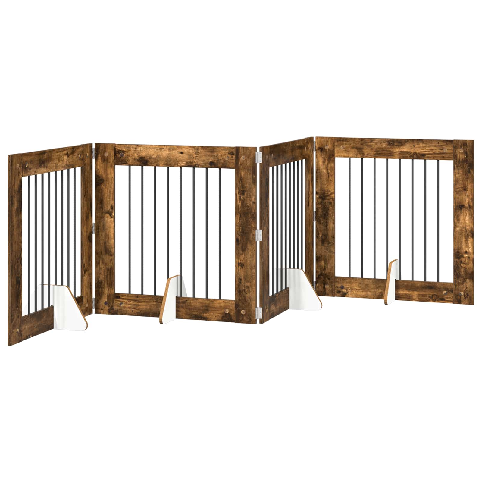 Hondenhekje met standaards 4 pcs Gerookt eiken 80 x 80 cm is nu te koop bij PeponiXL, paradijselijk wonen!