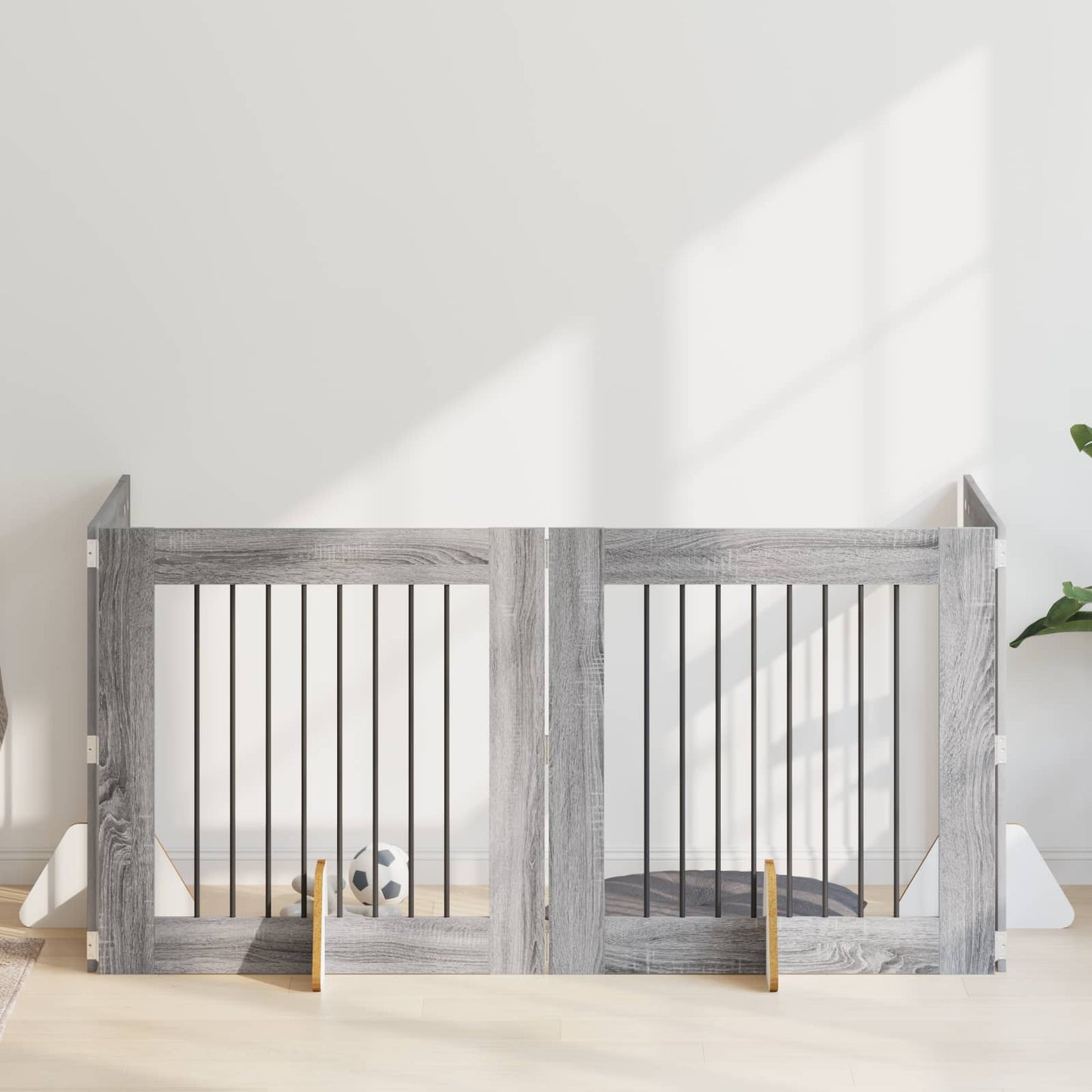 Hondenhekje met standaards 4 pcs Grijs sonoma 80 x 80 cm is nu te koop bij PeponiXL, paradijselijk wonen!