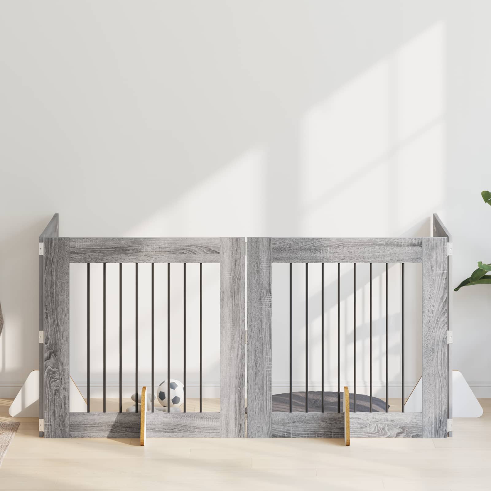 Hondenhekje met standaards 4 pcs Grijs sonoma 80 x 80 cm is nu te koop bij PeponiXL, paradijselijk wonen!