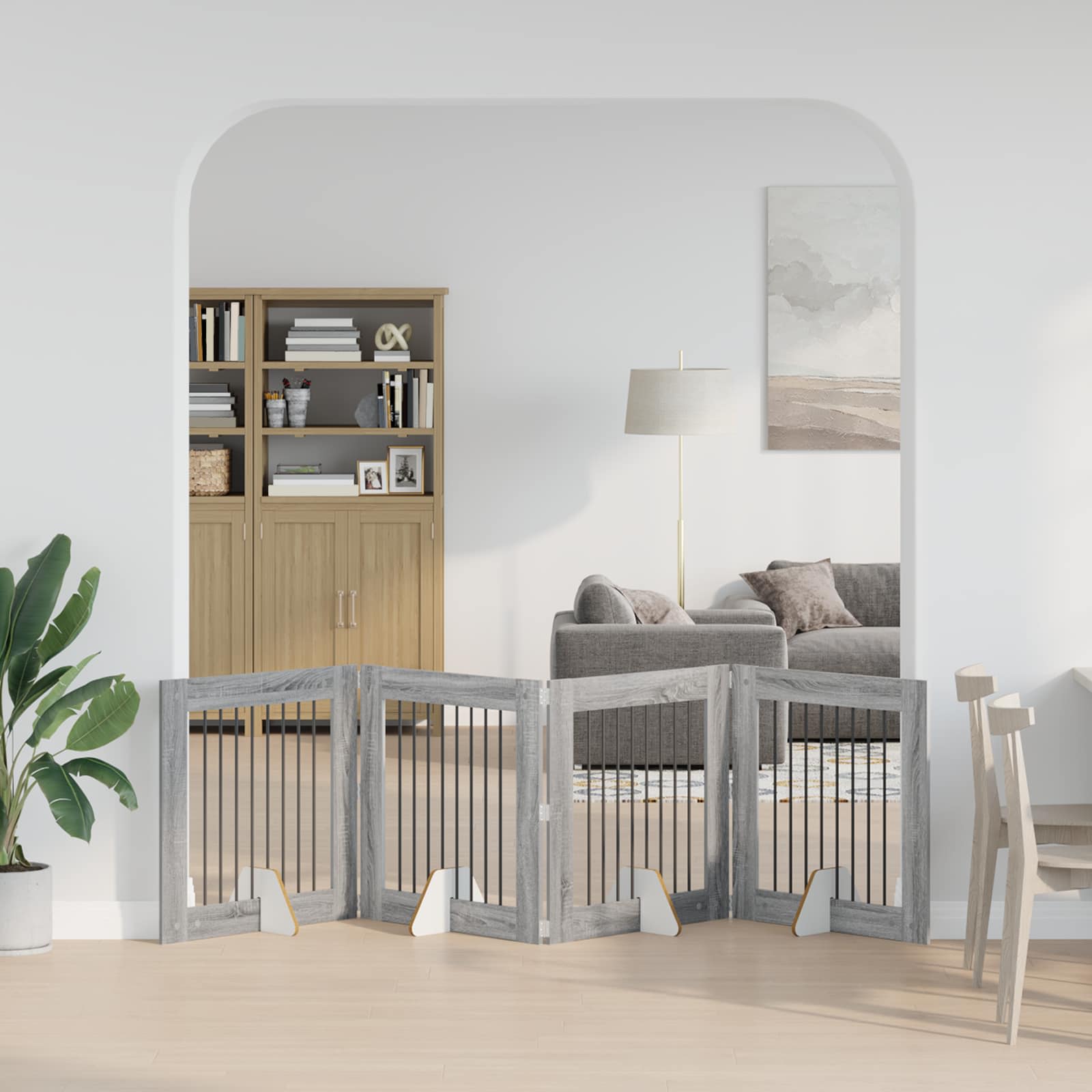 Hondenhekje met standaards 4 pcs Grijs sonoma 80 x 80 cm is nu te koop bij PeponiXL, paradijselijk wonen!