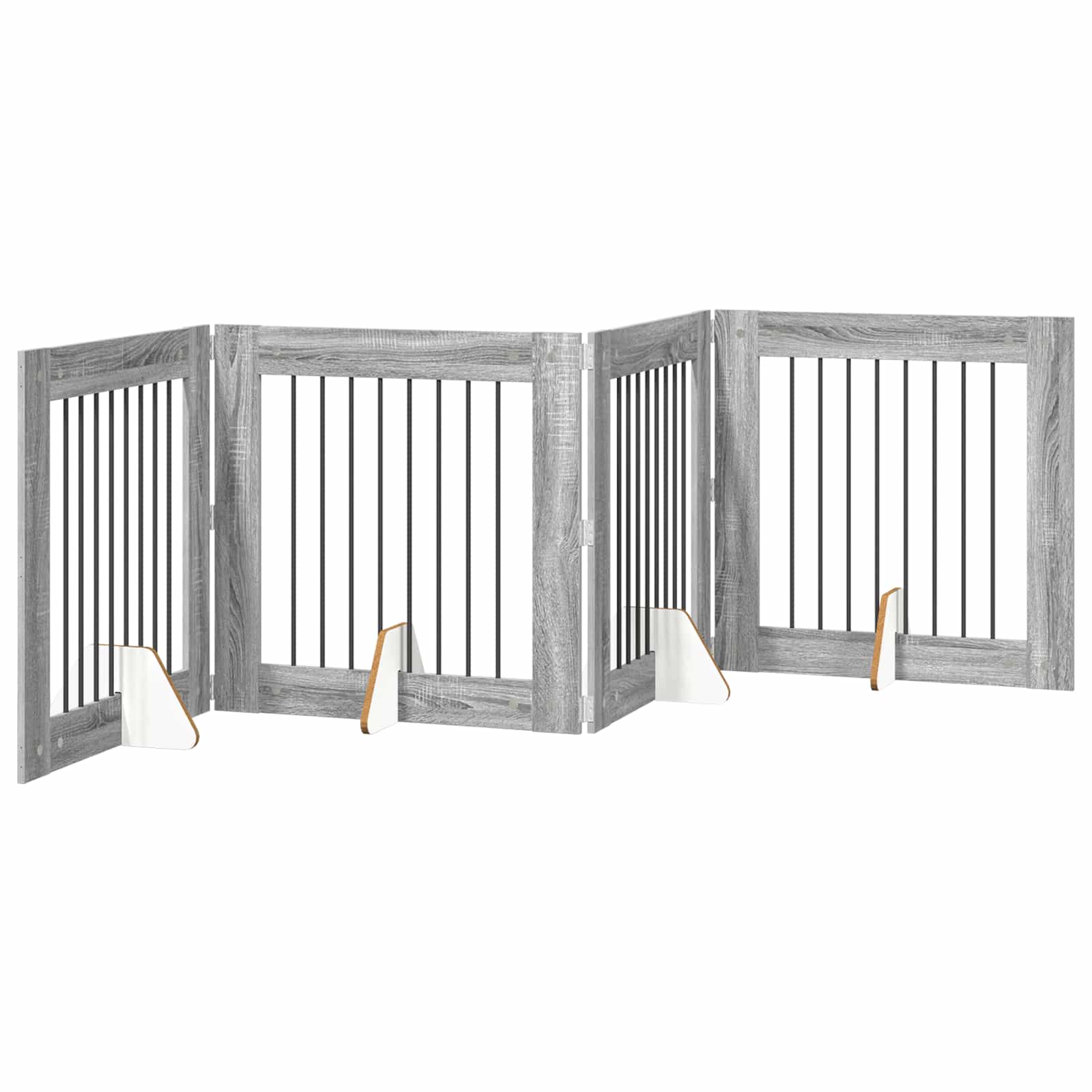Hondenhekje met standaards 4 pcs Grijs sonoma 80 x 80 cm is nu te koop bij PeponiXL, paradijselijk wonen!