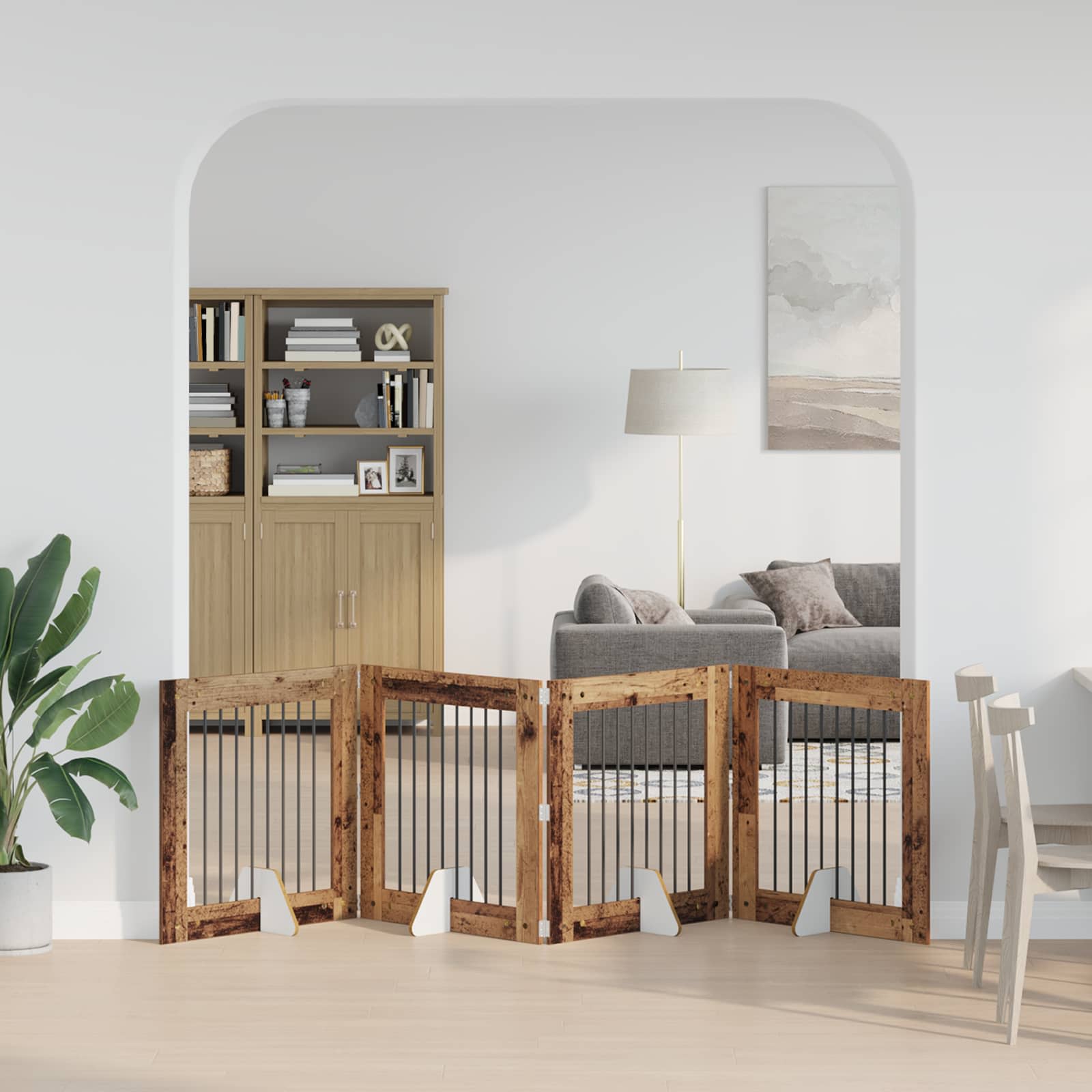 Hondenhekje met standaards 4 pcs Oud hout 80 x 80 cm is nu te koop bij PeponiXL, paradijselijk wonen!