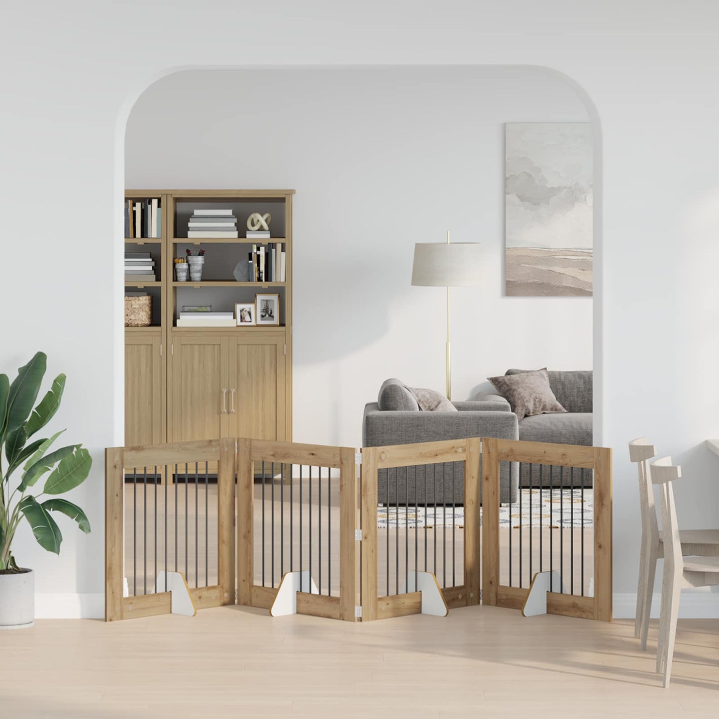 Opvouwbaar hondenhek met standaards 4 pcs Artisanaal eiken is nu te koop bij PeponiXL, paradijselijk wonen!