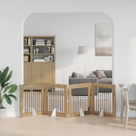 Opvouwbaar hondenhek met standaards 4 pcs Artisanaal eiken is nu te koop bij PeponiXL, paradijselijk wonen!