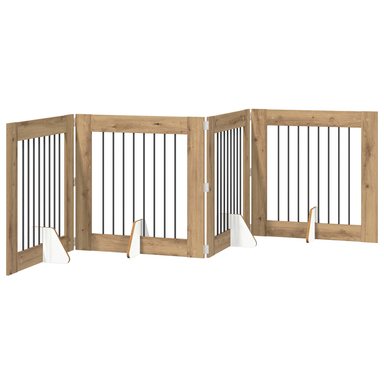 Opvouwbaar hondenhek met standaards 4 pcs Artisanaal eiken is nu te koop bij PeponiXL, paradijselijk wonen!
