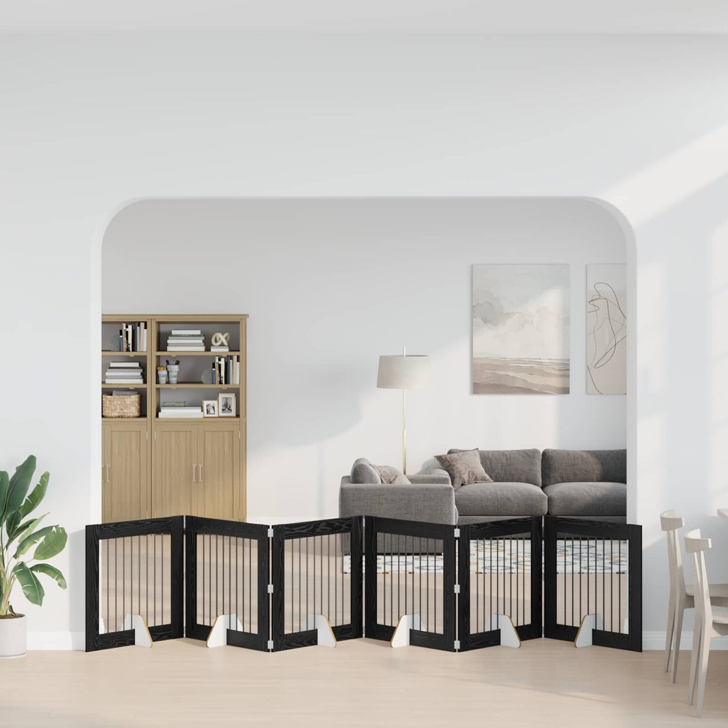 Hondenhekje met standaards 6 pcs Zwart eiken 80 x 80 cm is nu te koop bij PeponiXL, paradijselijk wonen!