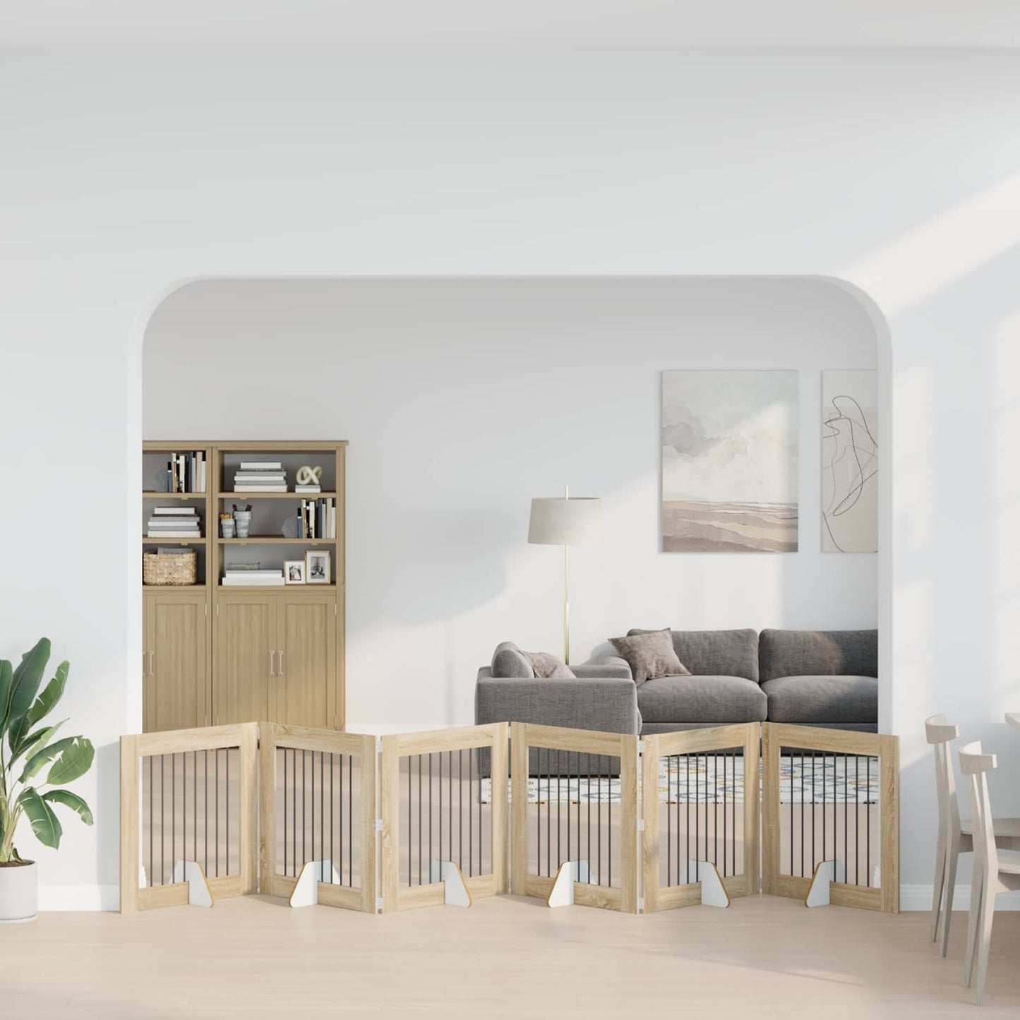 Opvouwbaar hondenhek met standaards 6 pcs Sonoma Eiken 482 cm is nu te koop bij PeponiXL, paradijselijk wonen!