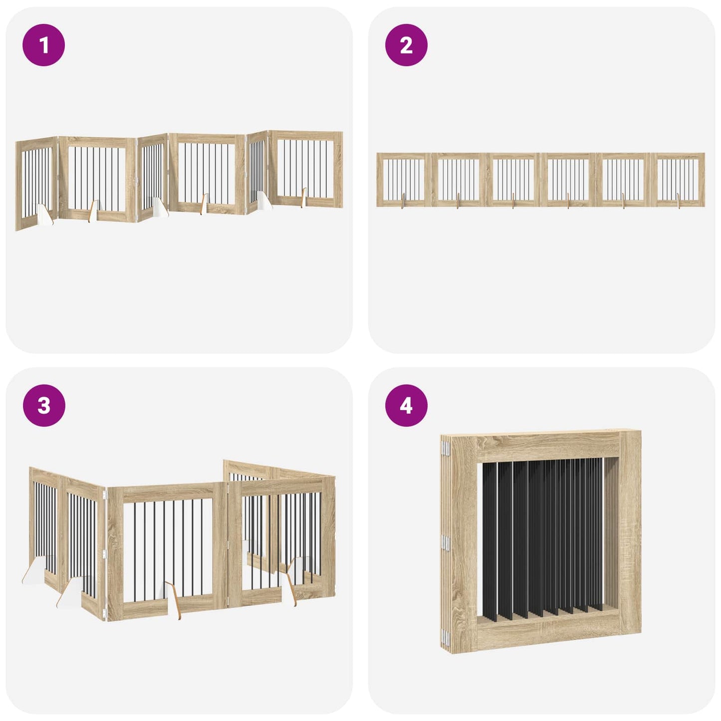 Opvouwbaar hondenhek met standaards 6 pcs Sonoma Eiken 482 cm is nu te koop bij PeponiXL, paradijselijk wonen!