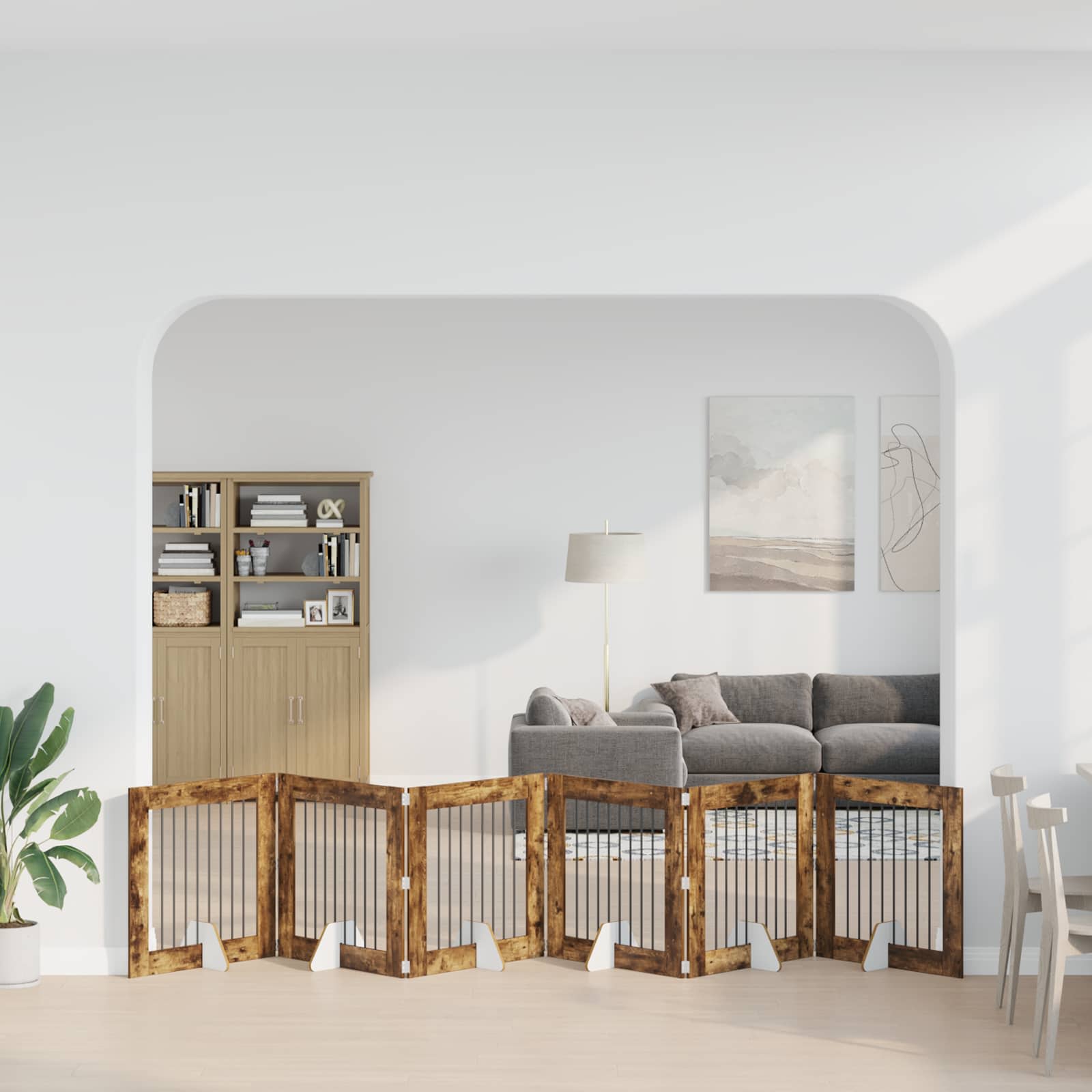 Hondenhekje met standaards 6 pcs Gerookt eiken 80 x 80 cm is nu te koop bij PeponiXL, paradijselijk wonen!