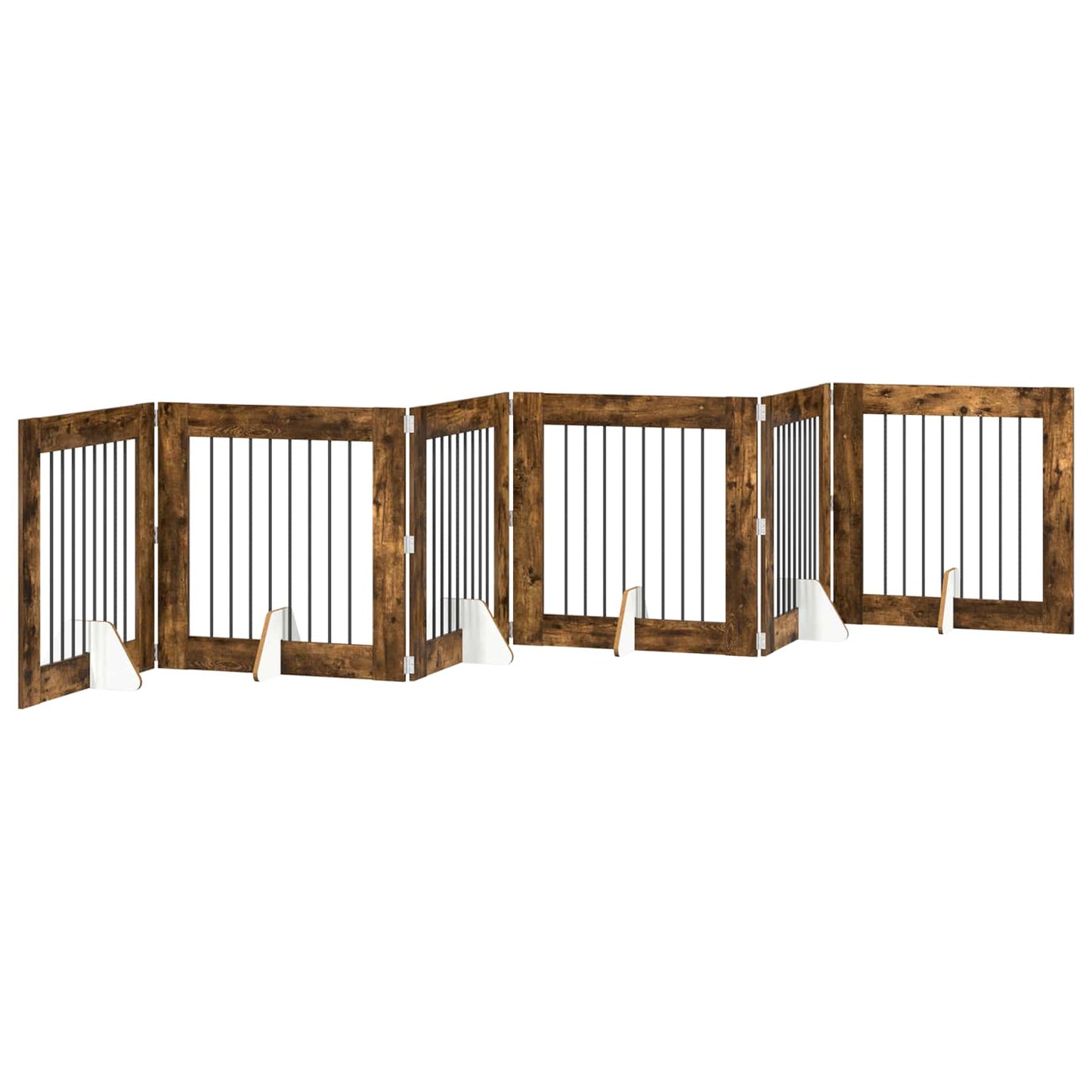 Hondenhekje met standaards 6 pcs Gerookt eiken 80 x 80 cm is nu te koop bij PeponiXL, paradijselijk wonen!