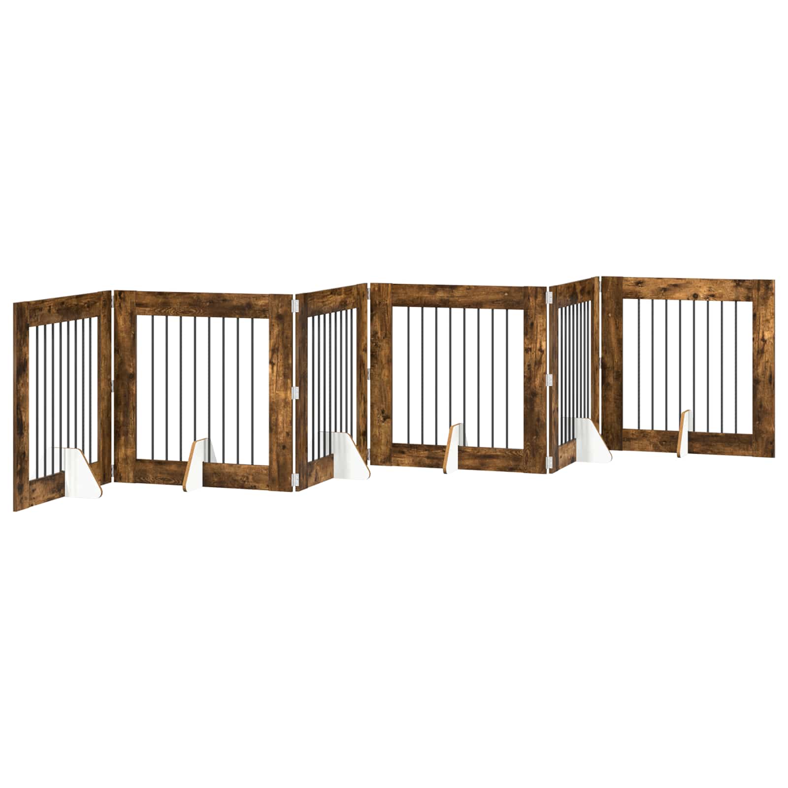 Hondenhekje met standaards 6 pcs Gerookt eiken 80 x 80 cm is nu te koop bij PeponiXL, paradijselijk wonen!