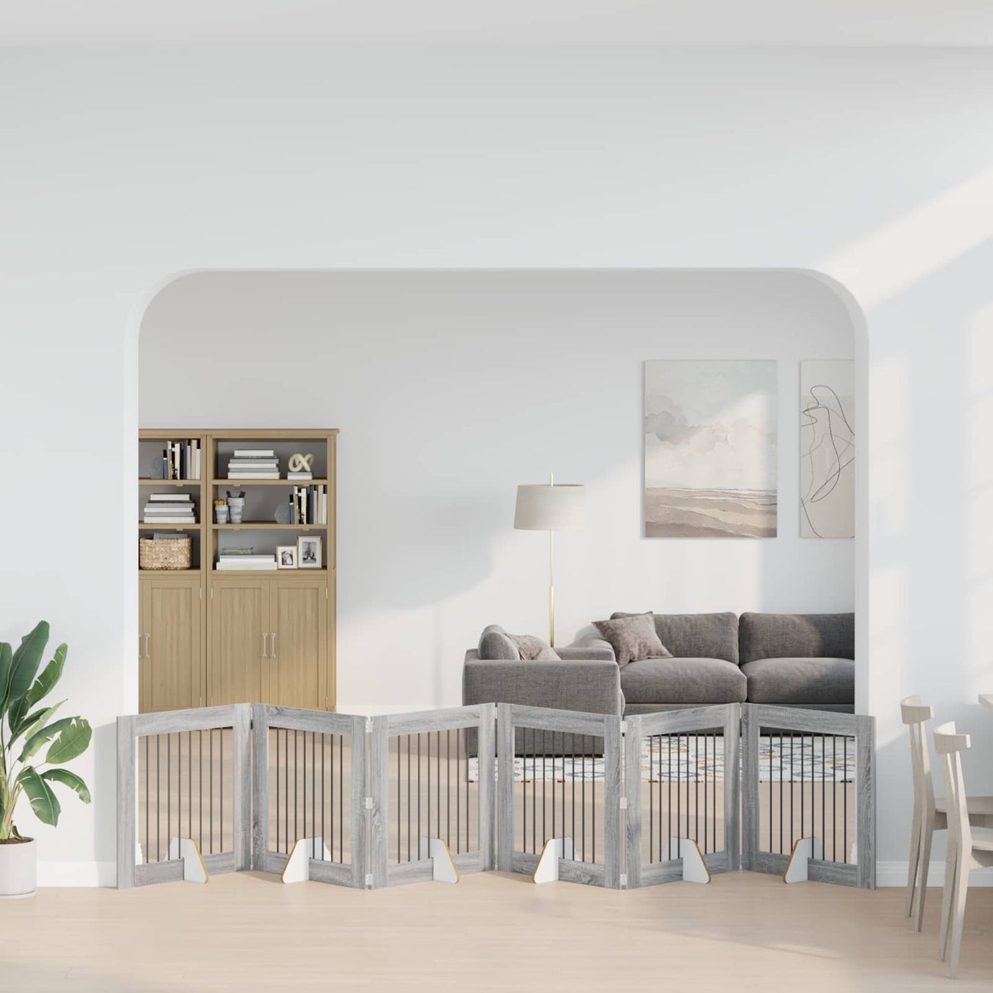 Hondenhekje met standaards 6 pcs Grijs sonoma 80 x 80 cm is nu te koop bij PeponiXL, paradijselijk wonen!