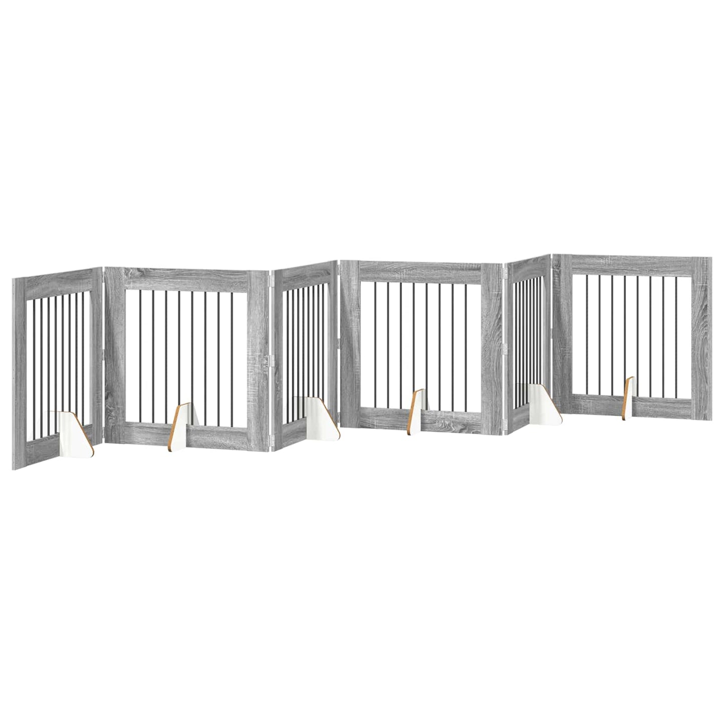 Hondenhekje met standaards 6 pcs Grijs sonoma 80 x 80 cm is nu te koop bij PeponiXL, paradijselijk wonen!