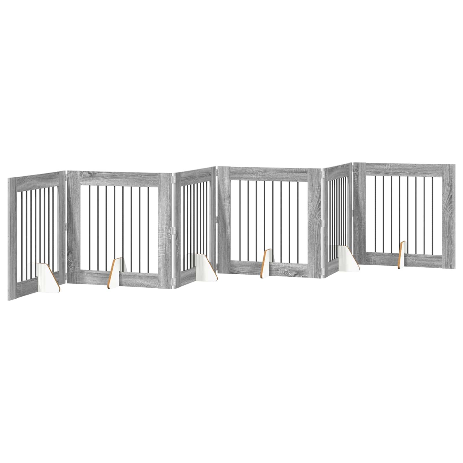 Hondenhekje met standaards 6 pcs Grijs sonoma 80 x 80 cm is nu te koop bij PeponiXL, paradijselijk wonen!